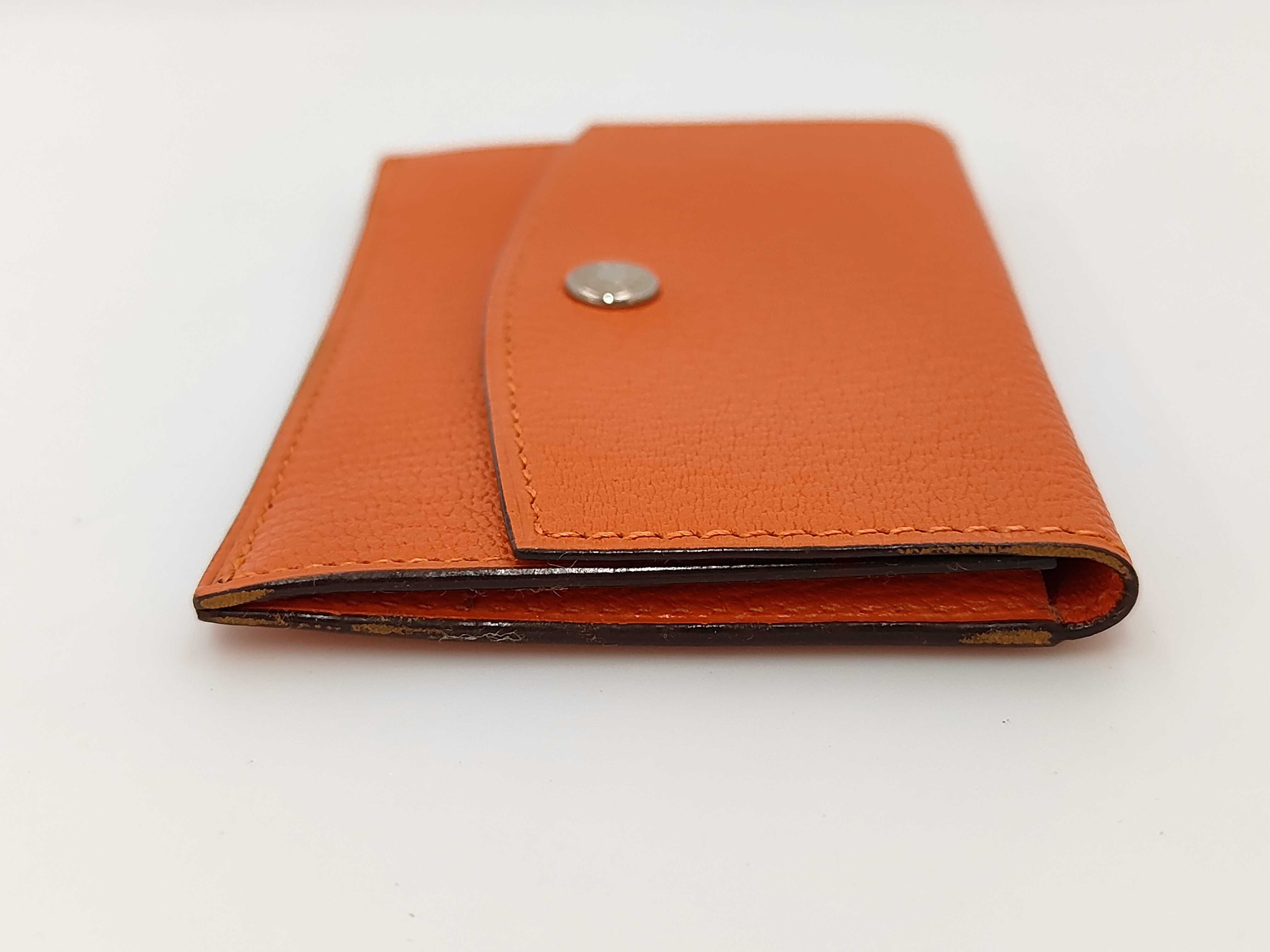 Coin Card Case Chevre Mysore Silver Hardware Orange Poppy I Wallet — view 7