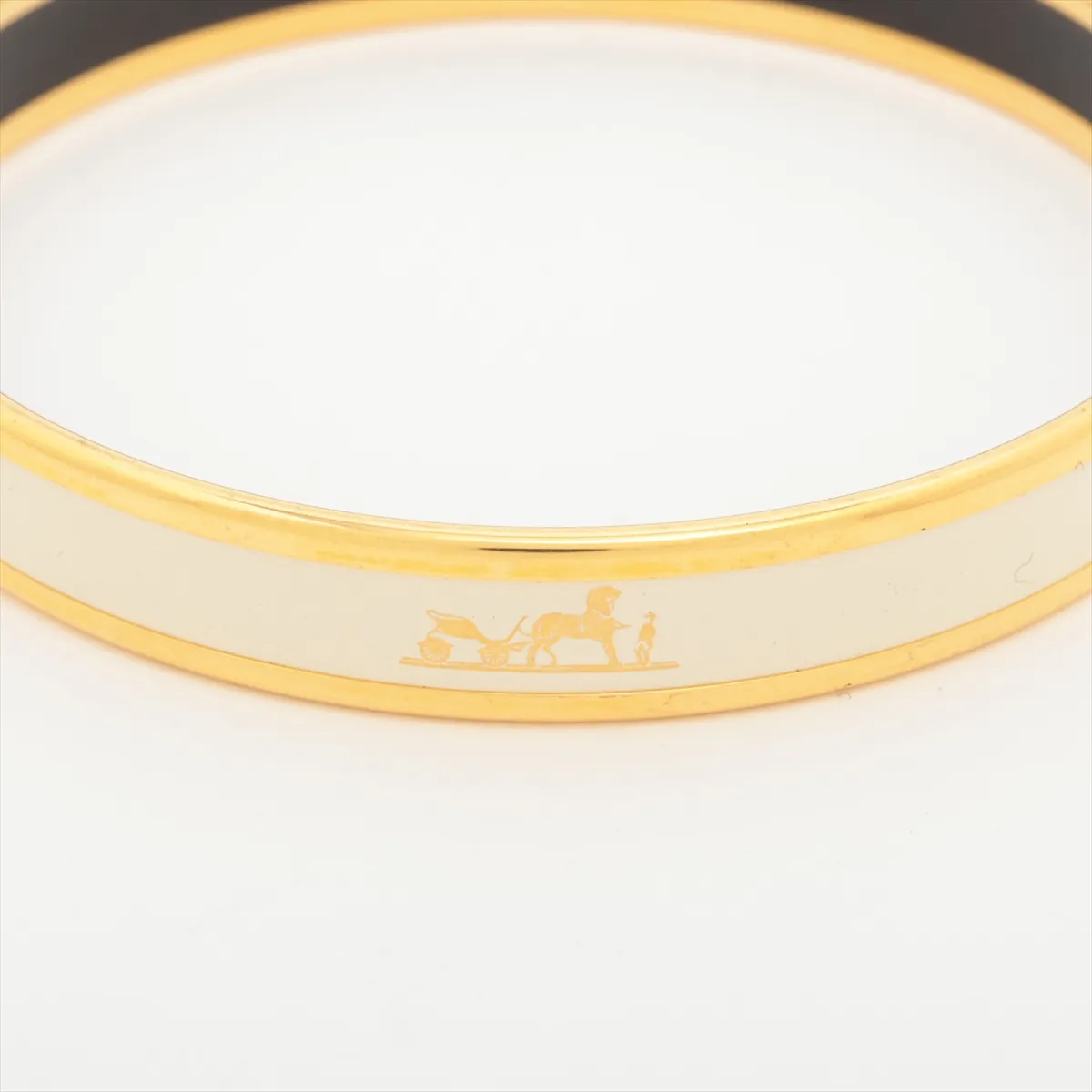 enamel bangle, GP gold x ivory, — view 3