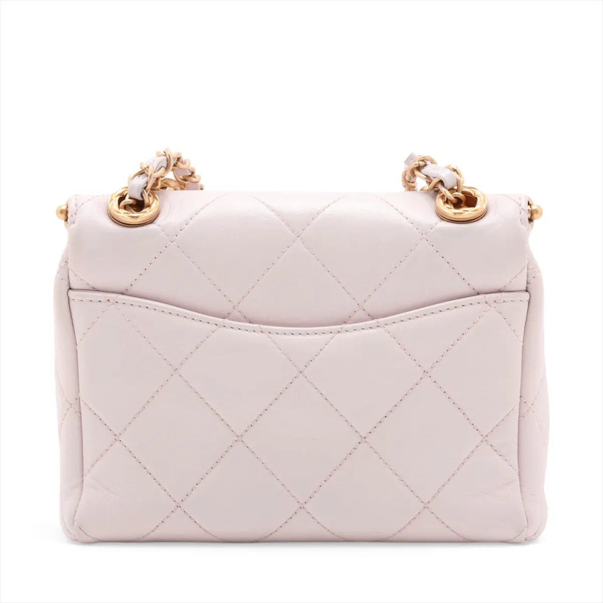 Matelassé Lambskin Chain Shoulder Bag, Pink Beige, Gold Hardware, 30434175 (Serial Number in the 30s) — view 2