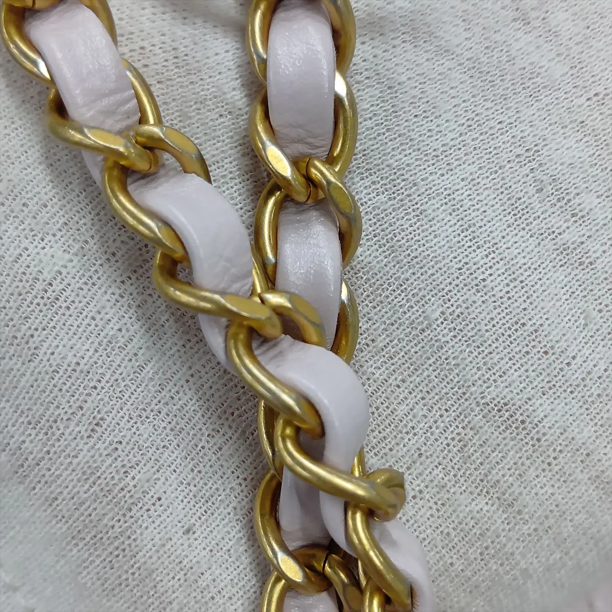 Matelassé Lambskin Chain Shoulder Bag, Pink Beige, Gold Hardware, 30434175 (Serial Number in the 30s) — view 13