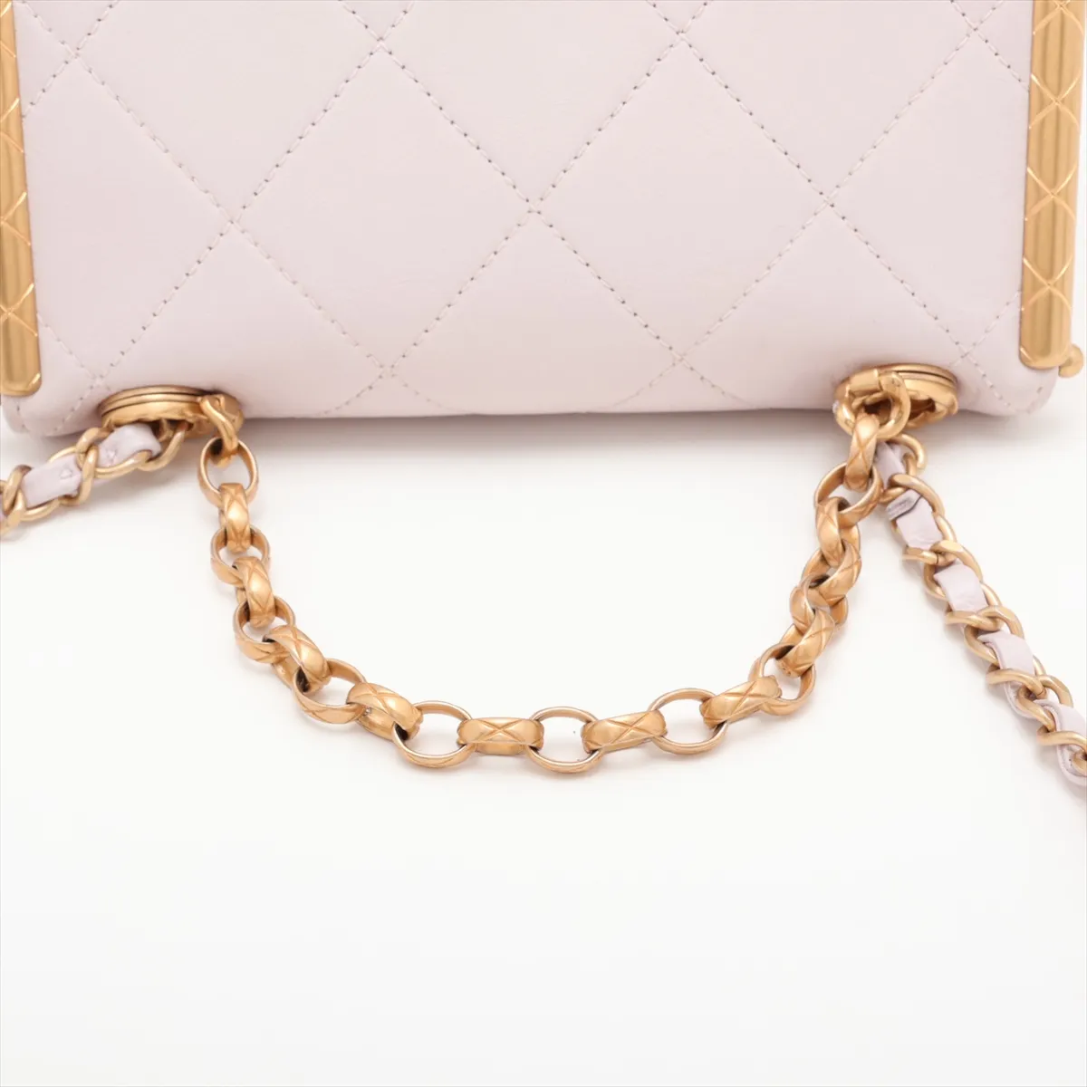 Matelassé Lambskin Chain Shoulder Bag, Pink Beige, Gold Hardware, 30434175 (Serial Number in the 30s) — view 5