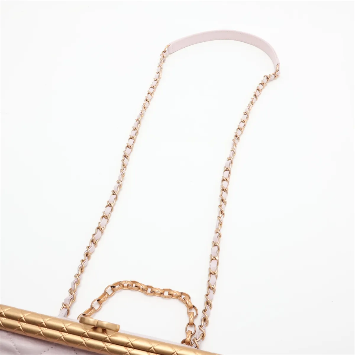 Matelassé Lambskin Chain Shoulder Bag, Pink Beige, Gold Hardware, 30434175 (Serial Number in the 30s) — view 7