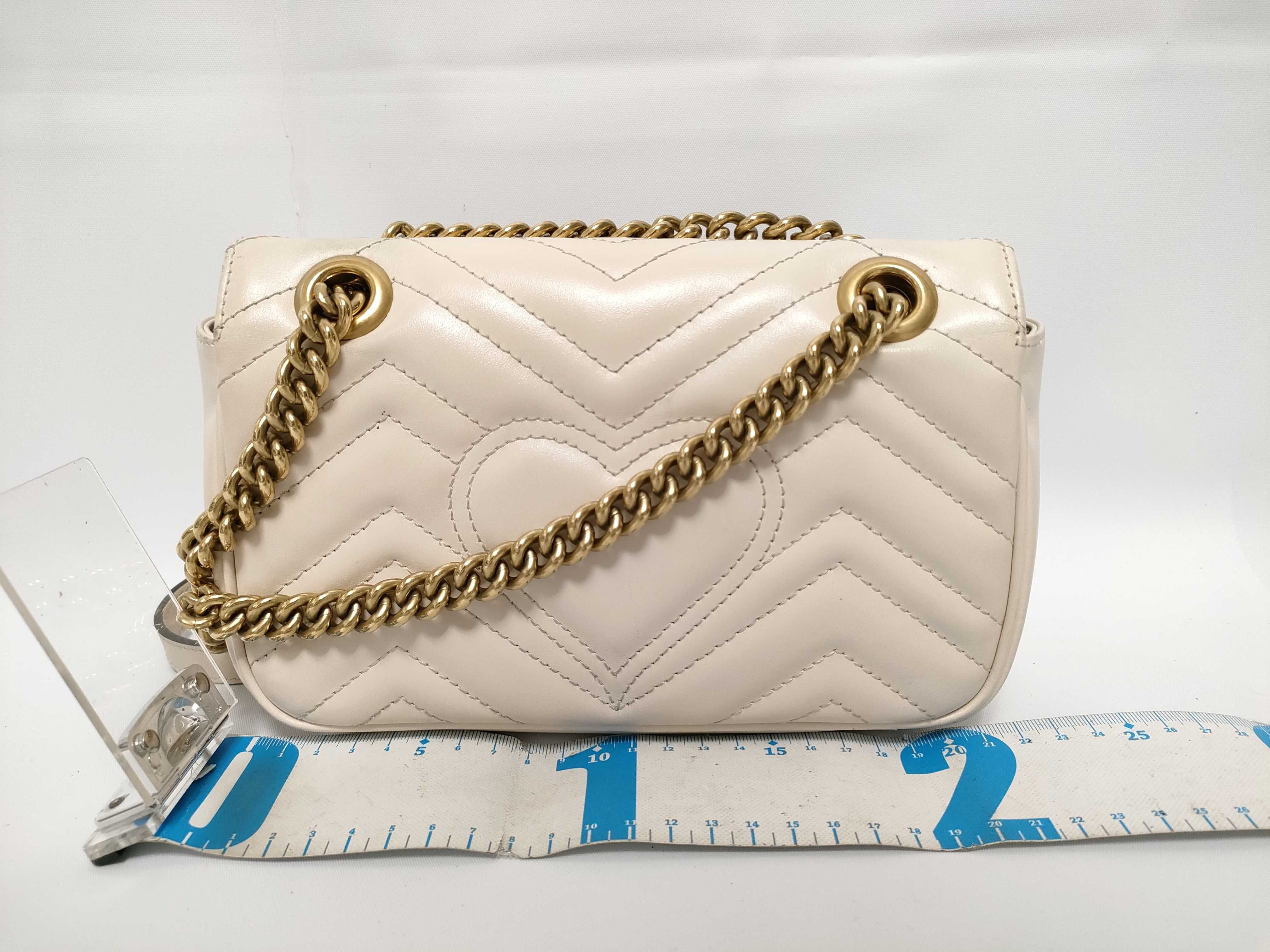 ID- GG Marmont Cow Skin Chain Shoulder Bag Beige 446744 520981 Shoulder Bag — view 2