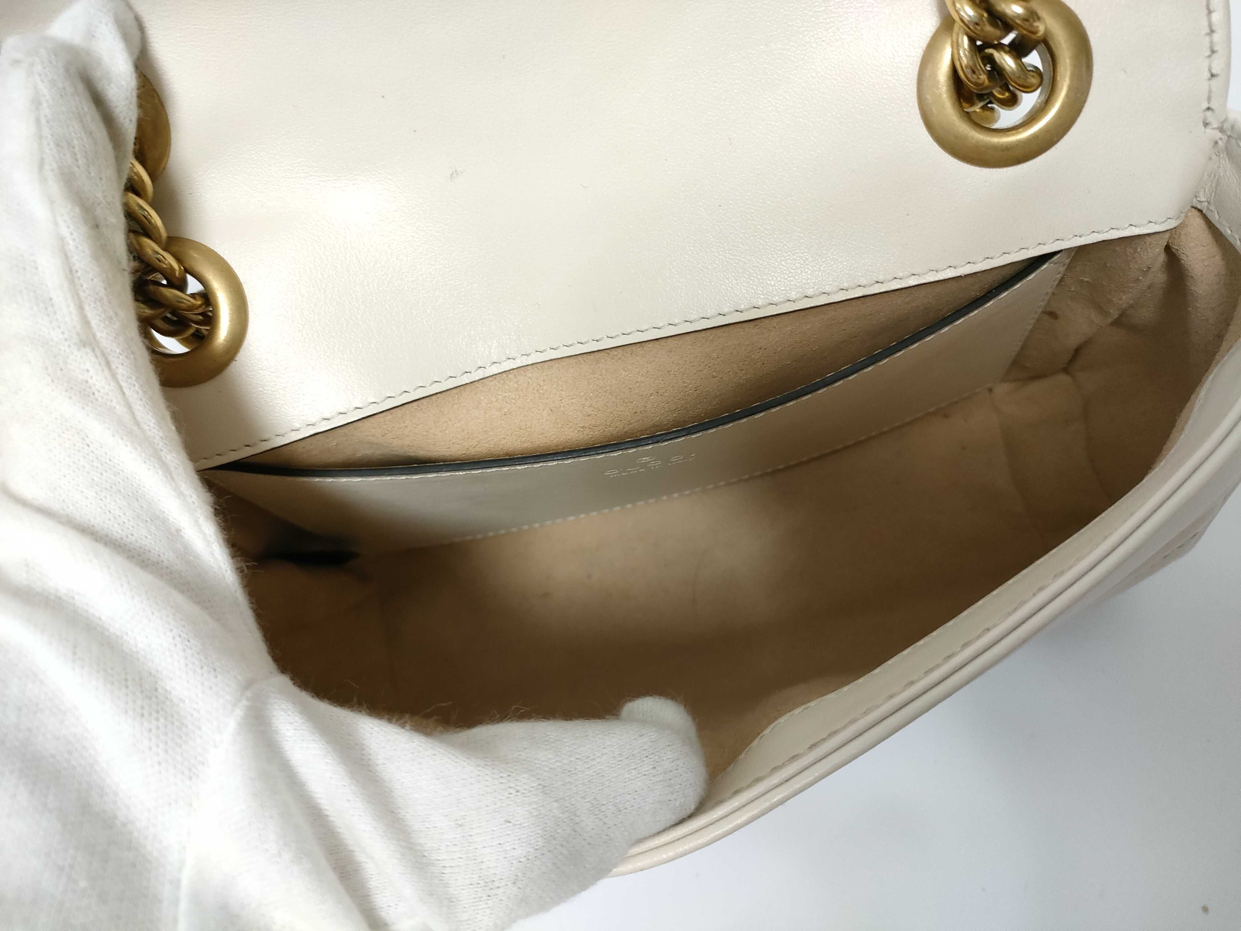 ID- GG Marmont Cow Skin Chain Shoulder Bag Beige 446744 520981 Shoulder Bag — view 13
