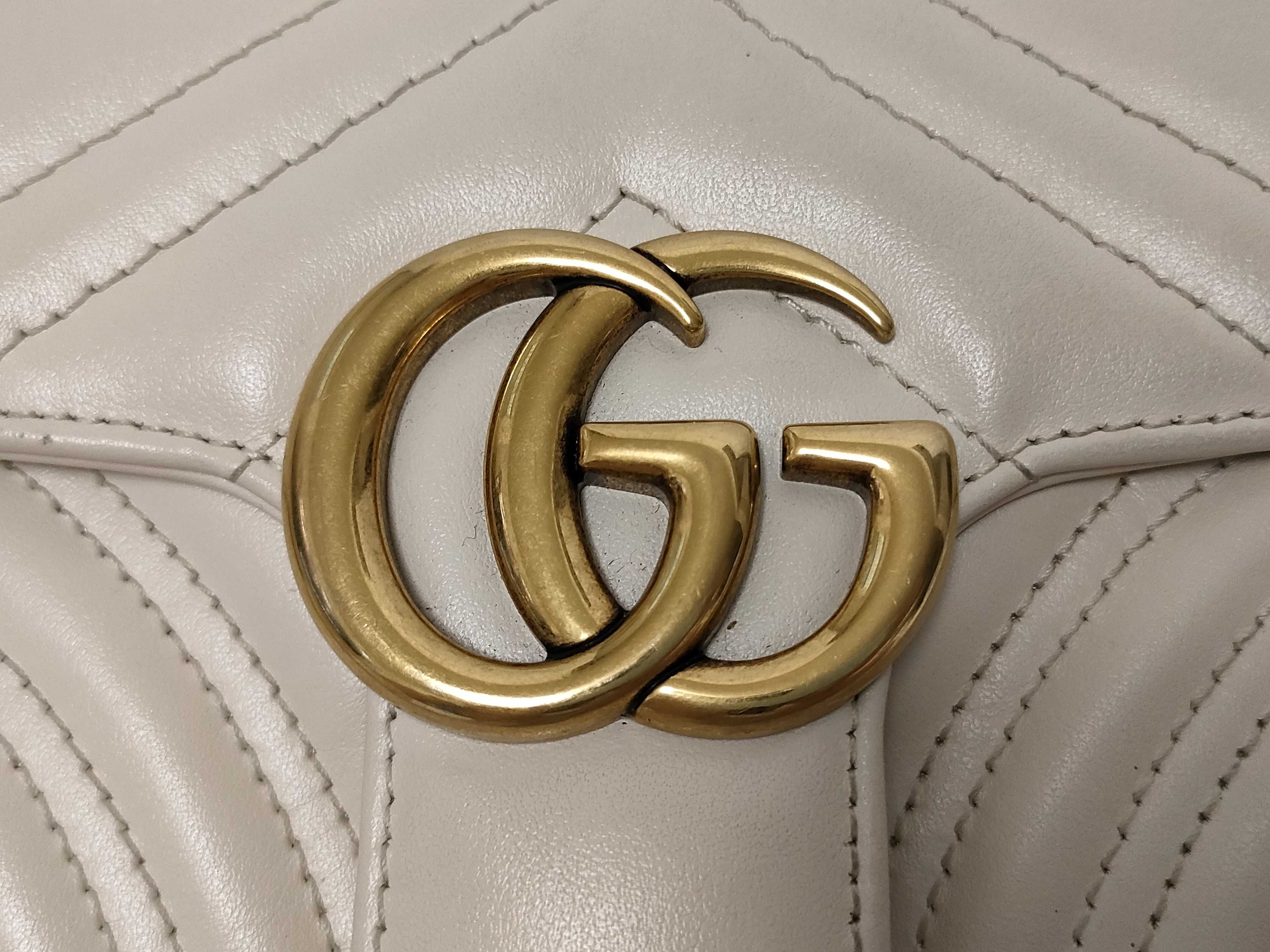 ID- GG Marmont Cow Skin Chain Shoulder Bag Beige 446744 520981 Shoulder Bag — view 7