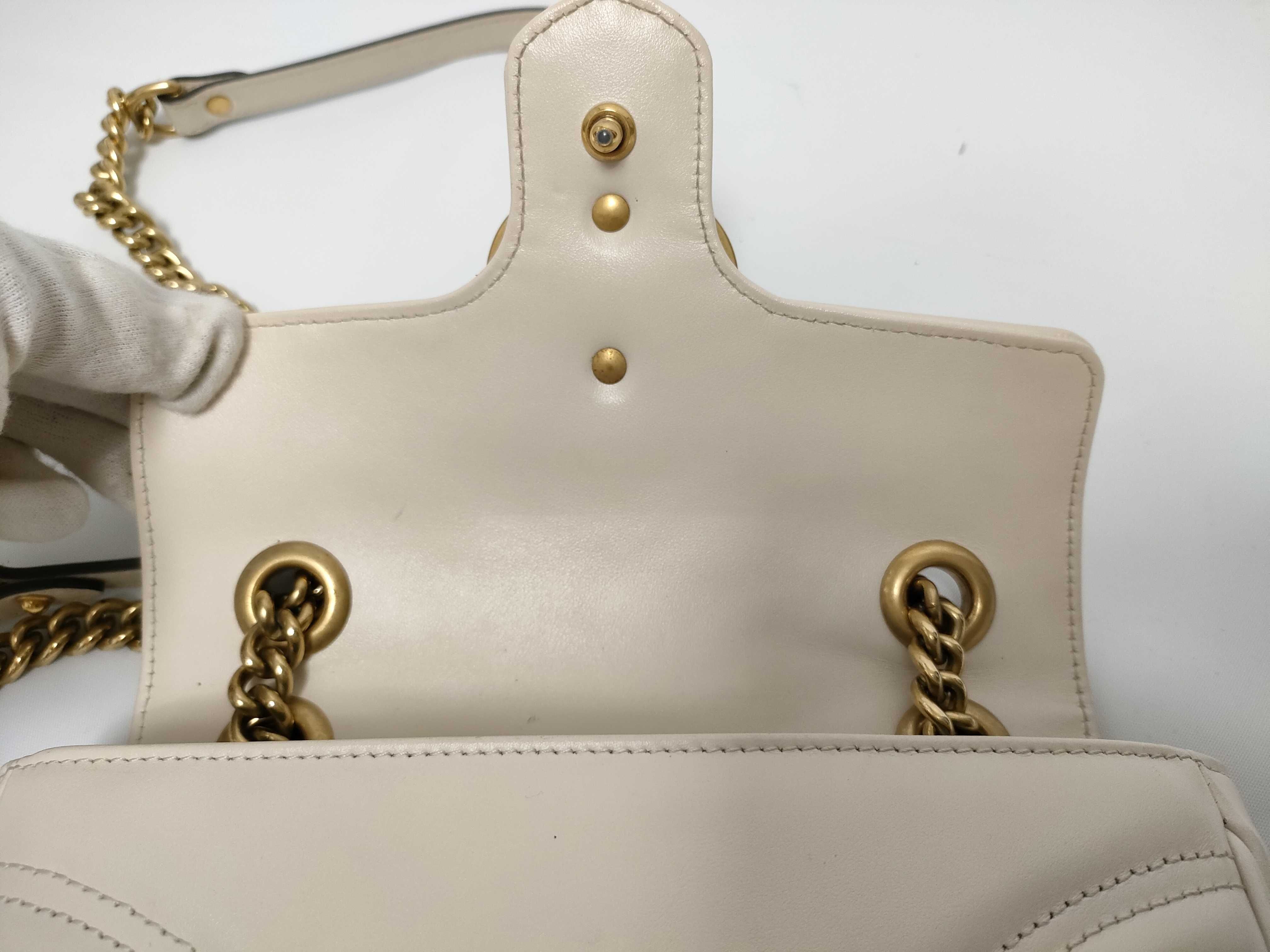 ID- GG Marmont Cow Skin Chain Shoulder Bag Beige 446744 520981 Shoulder Bag — view 9