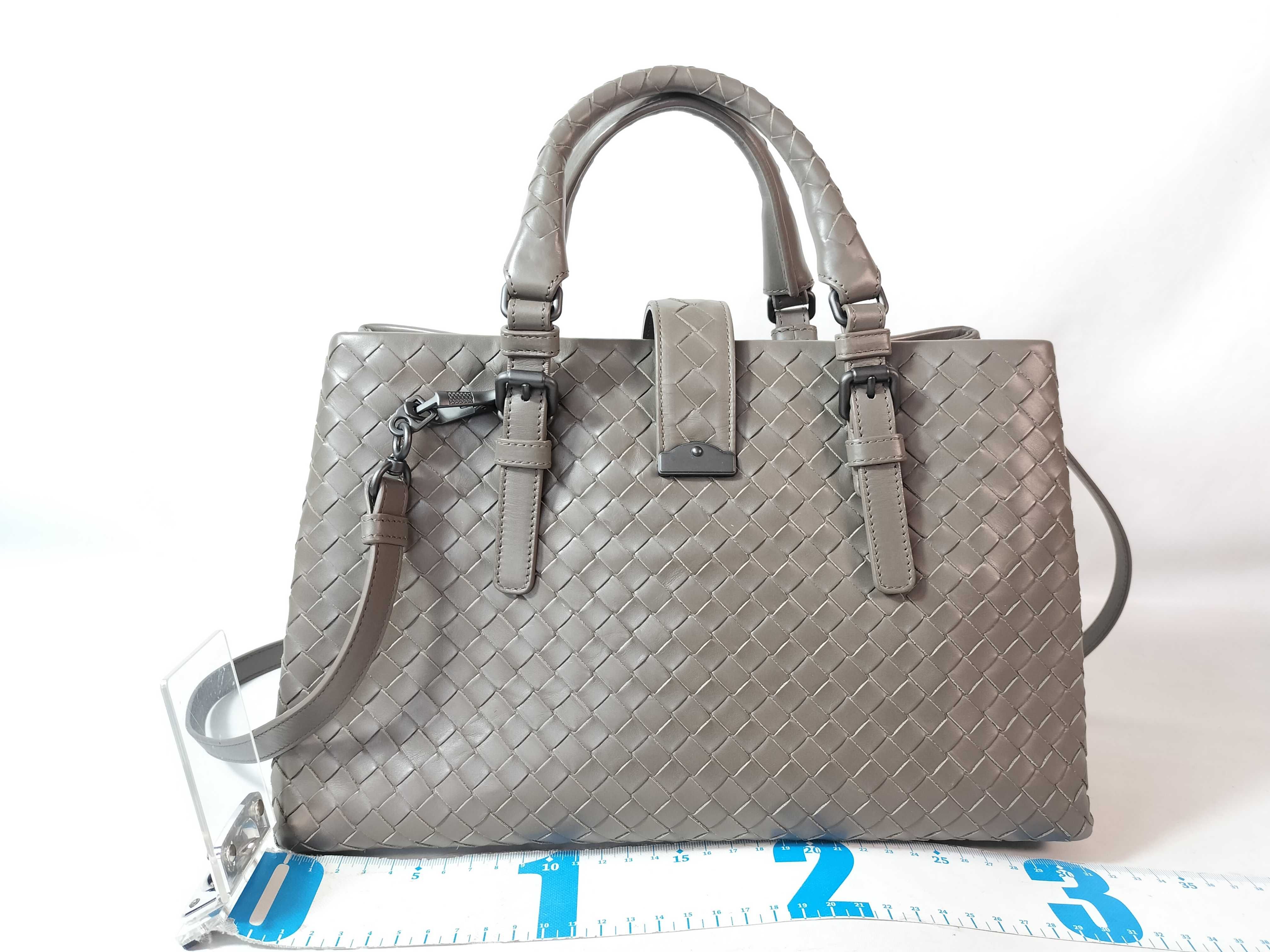 ID- Intrecciato Roma cowskin 2-way Handbag Beige with strap and crampon tote bag — view 2