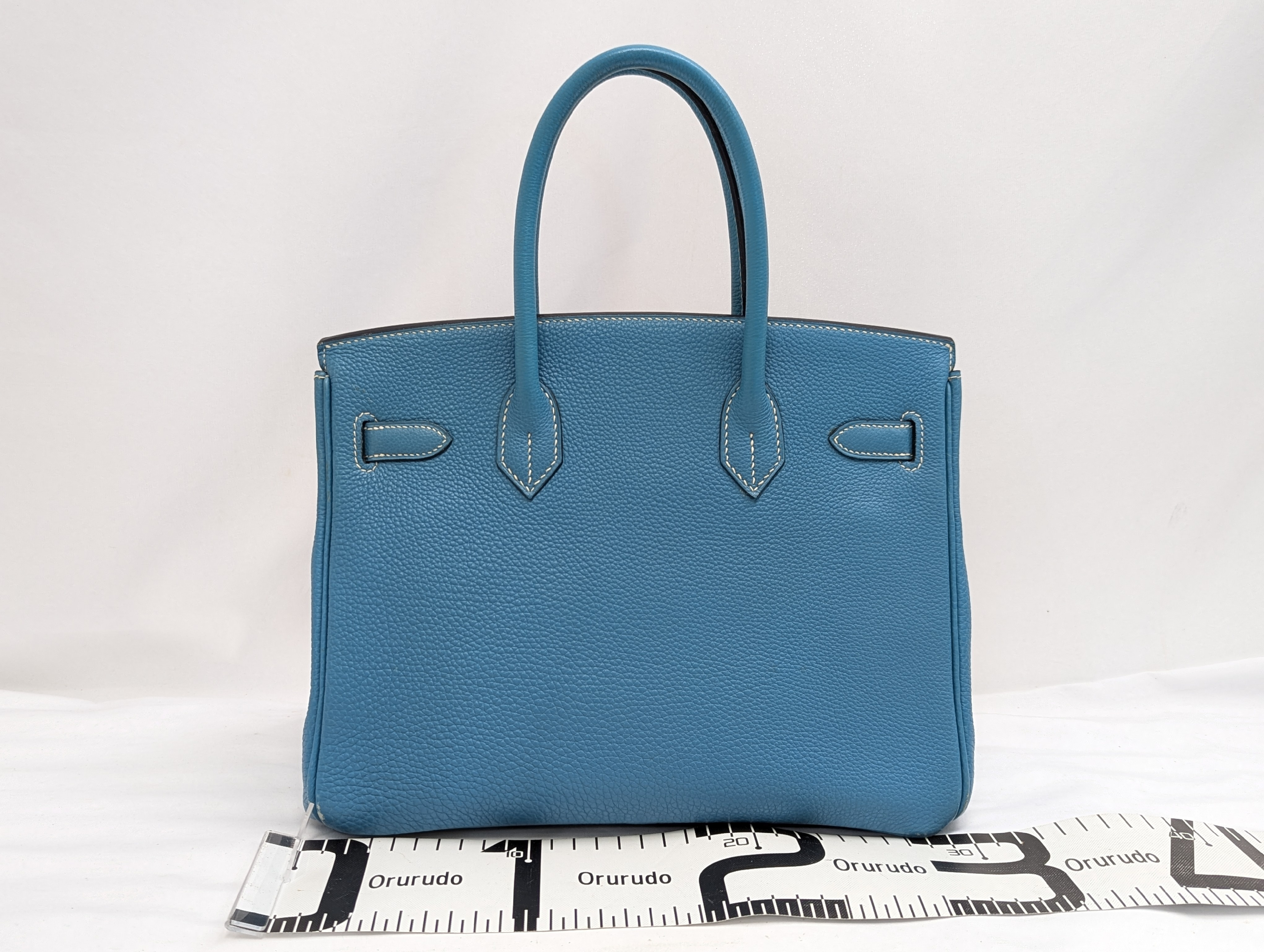 Birkin 30 Togo Blue Jean Silver Hardware G Stamp Handbag — view 2