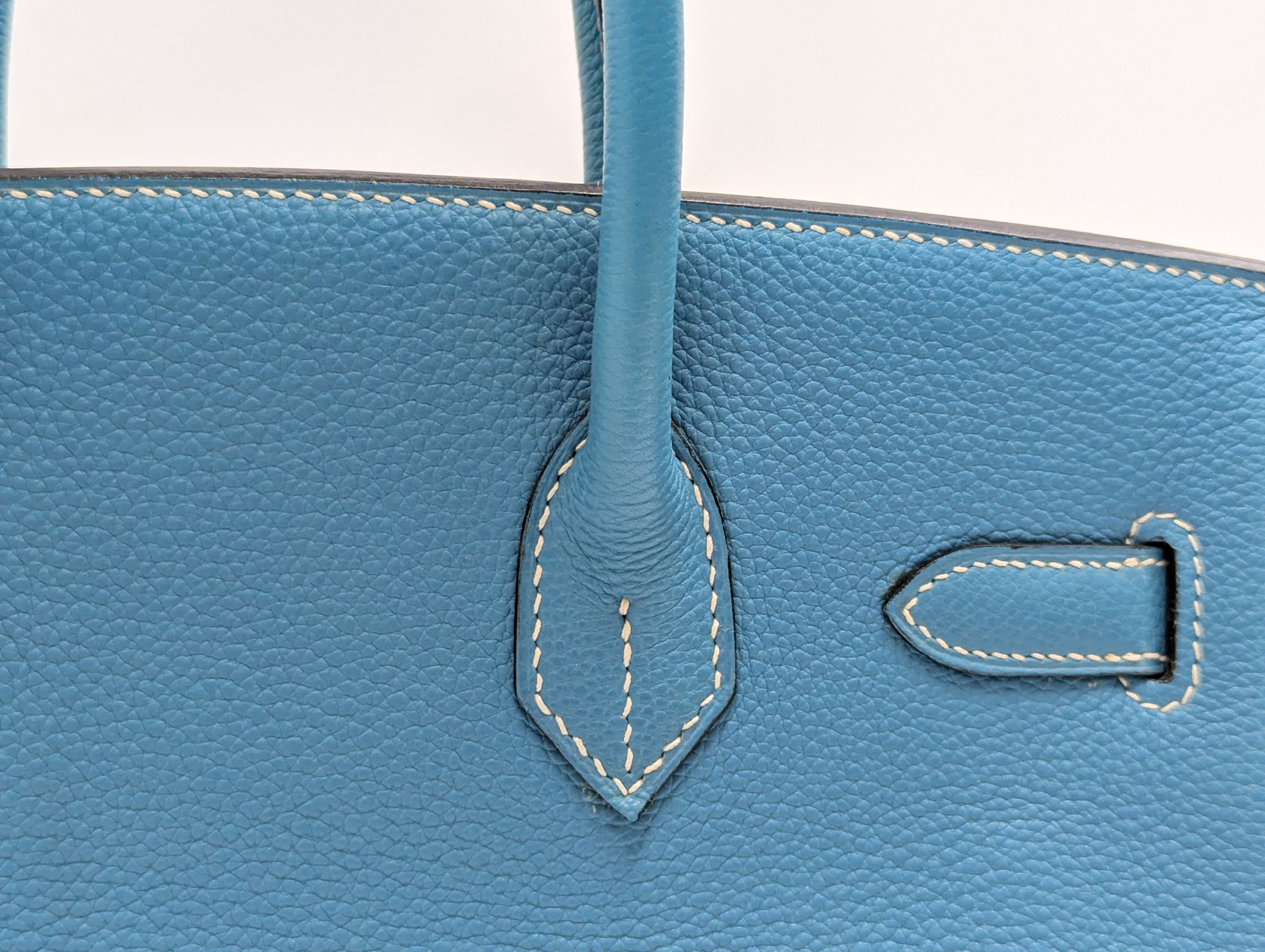 Birkin 30 Togo Blue Jean Silver Hardware G Stamp Handbag — view 8