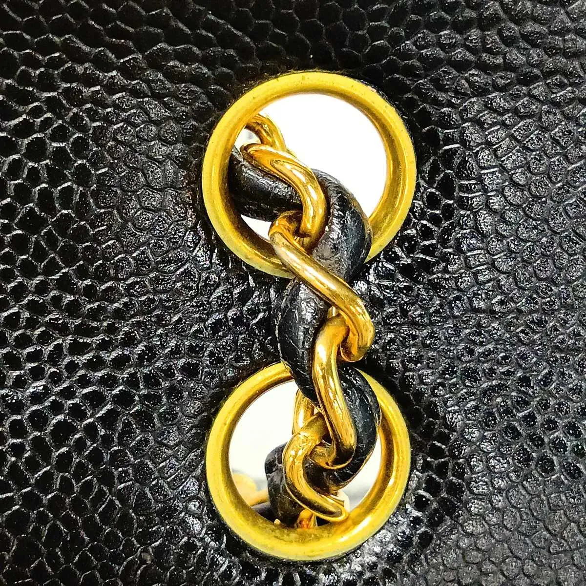 [Individually packaged] Chanel Matelassé 25 Caviar Skin Double Flap Double Chain Bag, Black with Gold Hardware, 5715130, Series 5, A01112 — view 15