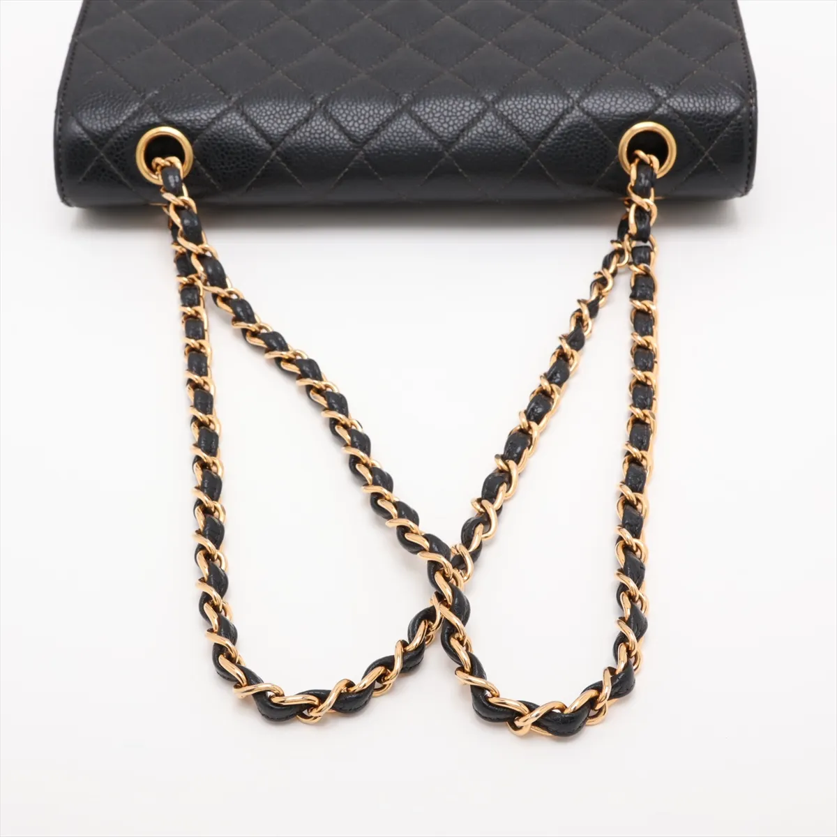 [Individually packaged] Chanel Matelassé 25 Caviar Skin Double Flap Double Chain Bag, Black with Gold Hardware, 5715130, Series 5, A01112 — view 5