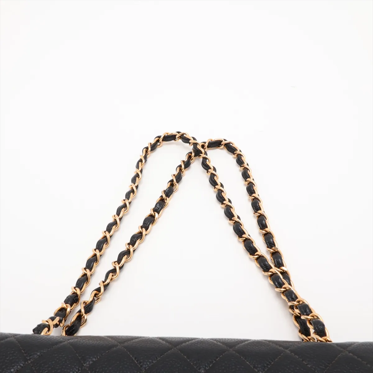 [Individually packaged] Chanel Matelassé 25 Caviar Skin Double Flap Double Chain Bag, Black with Gold Hardware, 5715130, Series 5, A01112 — view 6
