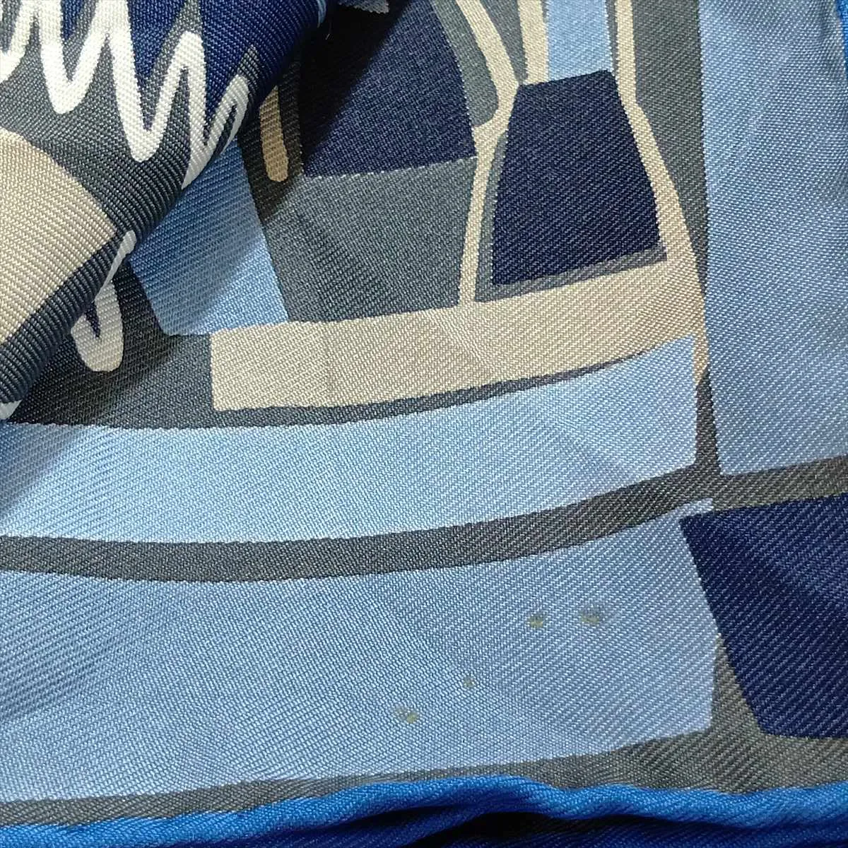 Carre 45 Sea Surf and Fun scarf, silk, navy. Shows signs of wear, snags, — view 11