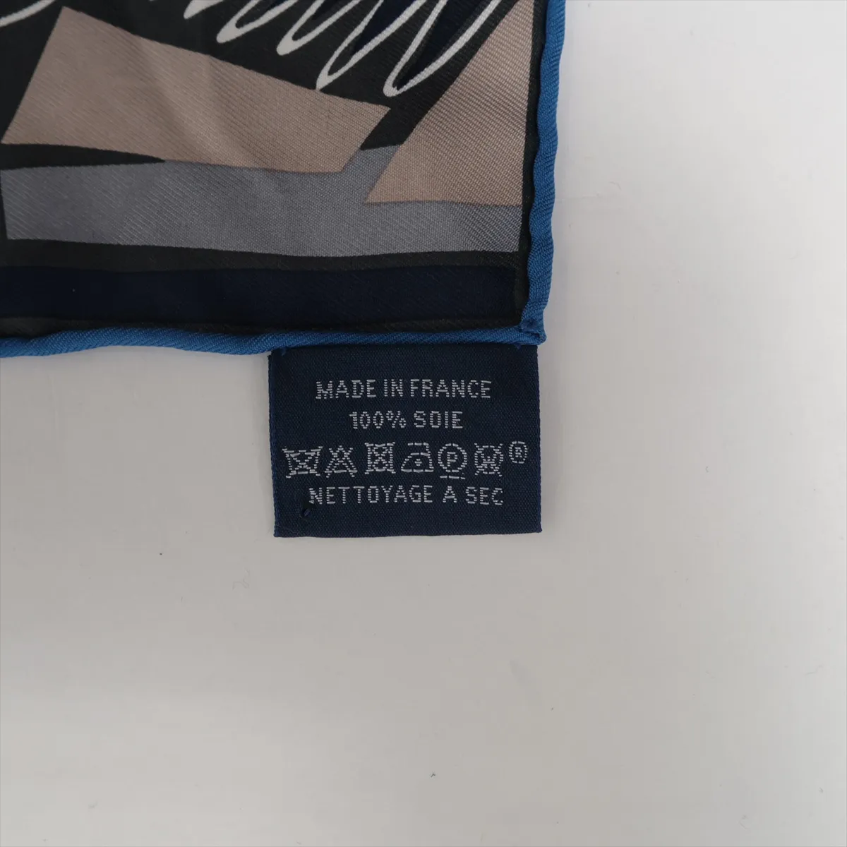 Carre 45 Sea Surf and Fun scarf, silk, navy. Shows signs of wear, snags, — view 8
