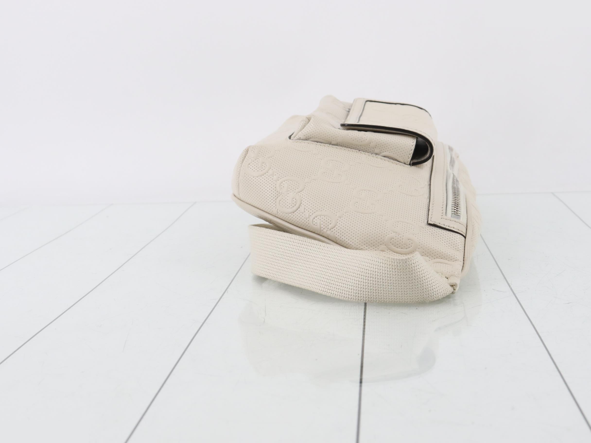 Waist bag, white, GG embossed leather — view 3