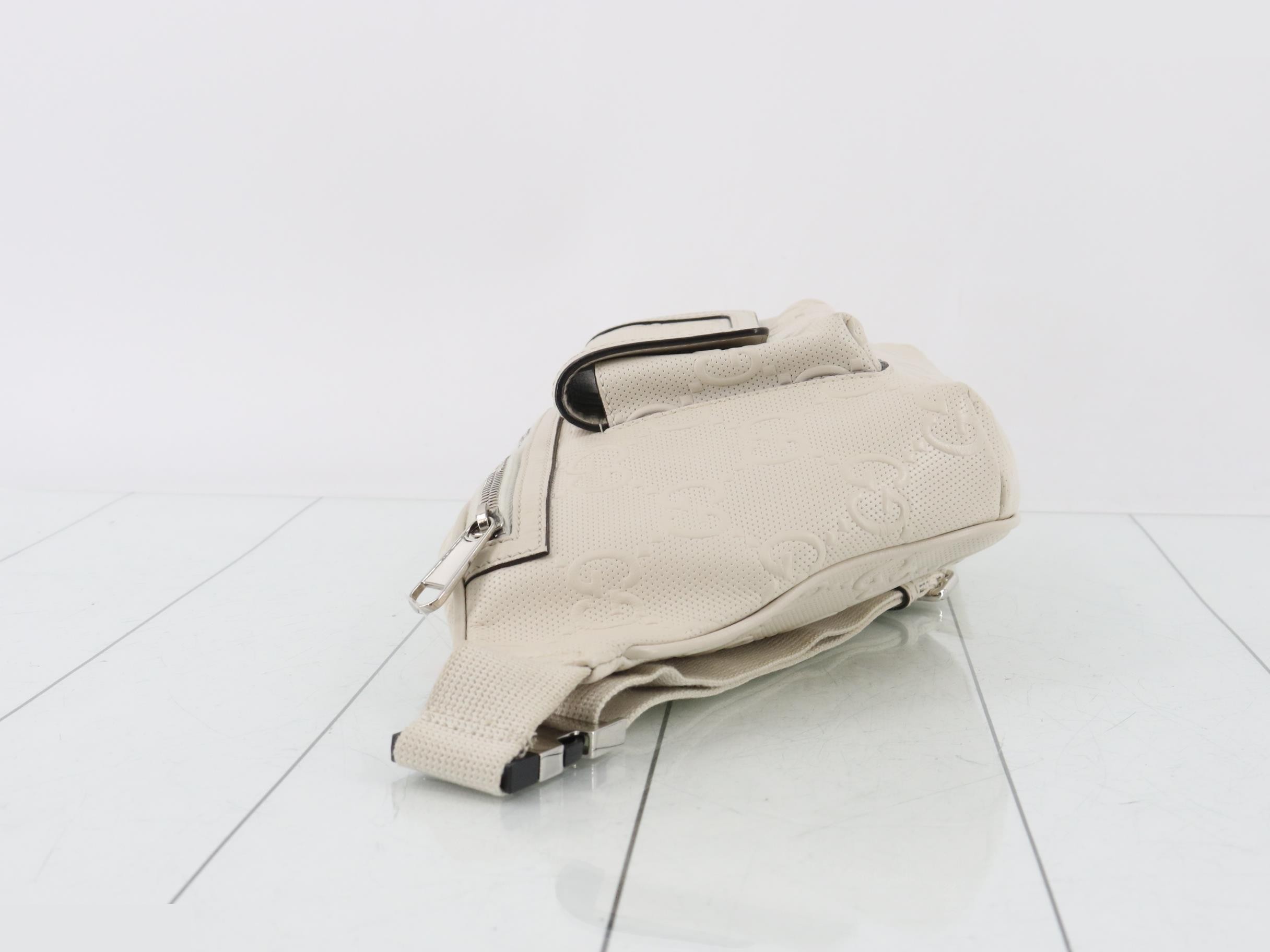 Waist bag, white, GG embossed leather — view 4