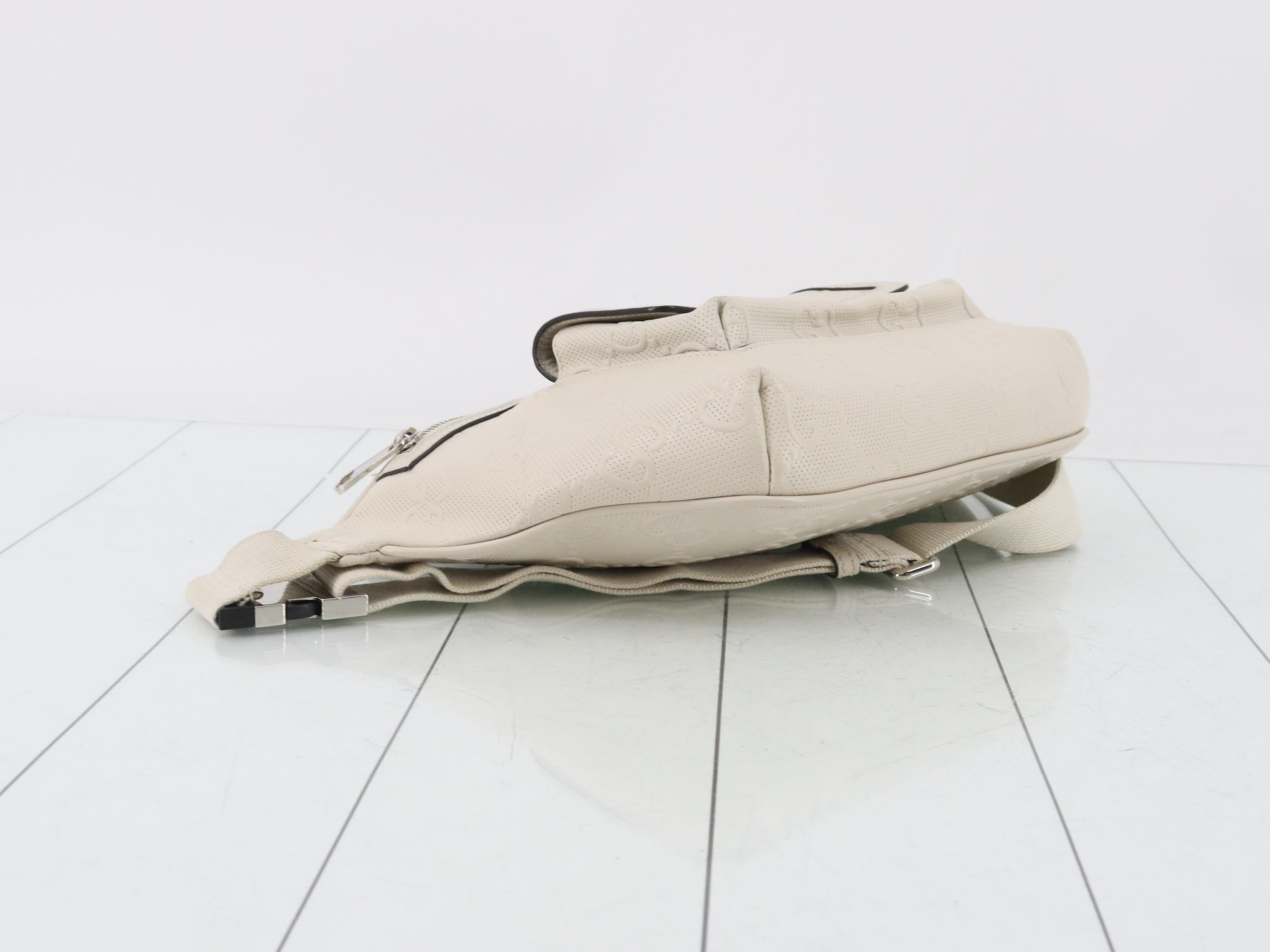 Waist bag, white, GG embossed leather — view 5