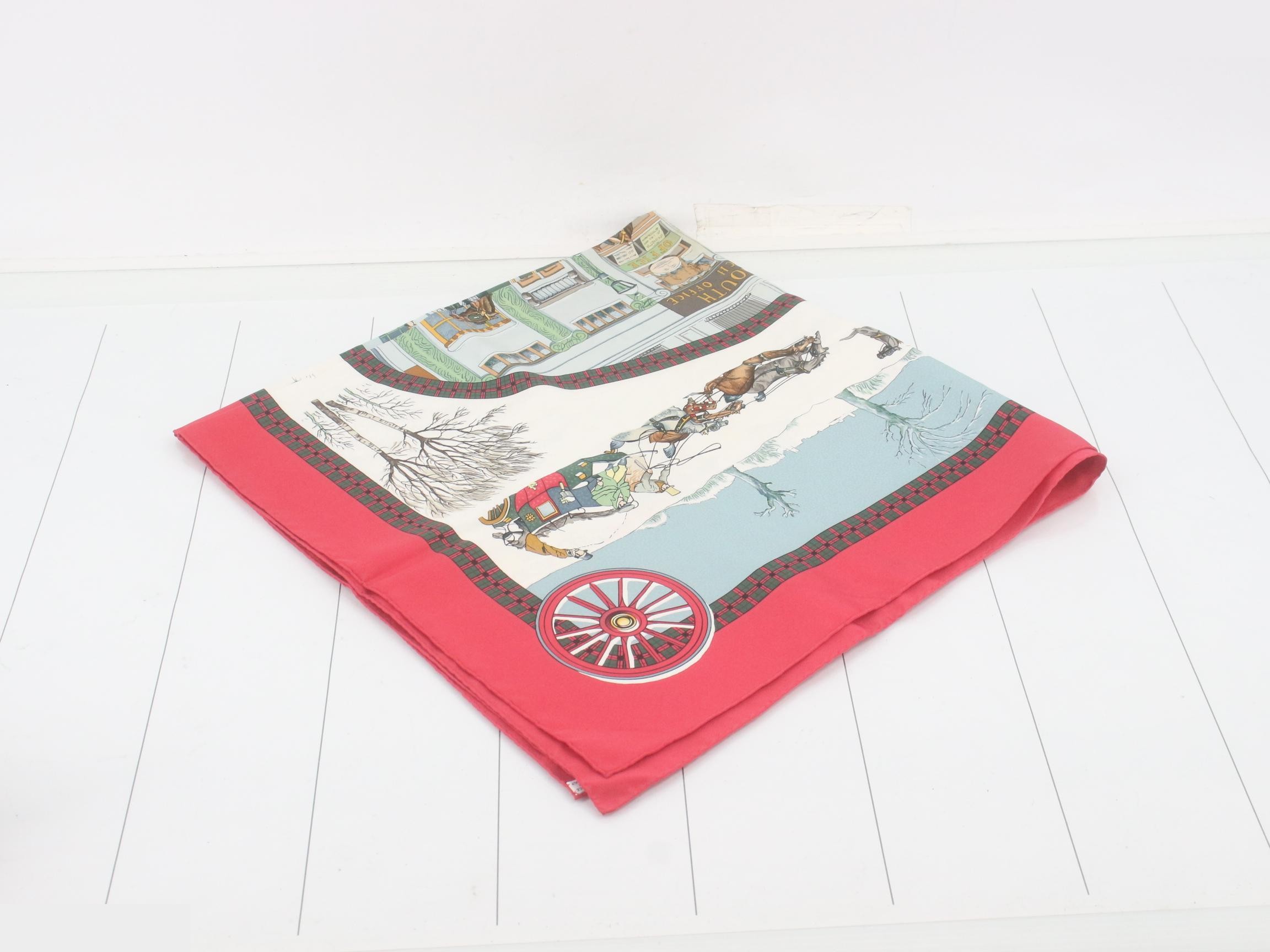 Carre 90, with tag, Winter Mail Coach scarf — view 2