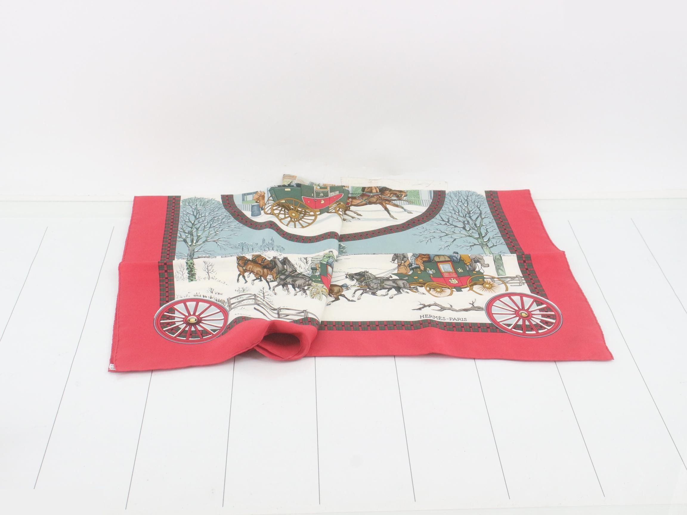 Carre 90, with tag, Winter Mail Coach scarf — view 3