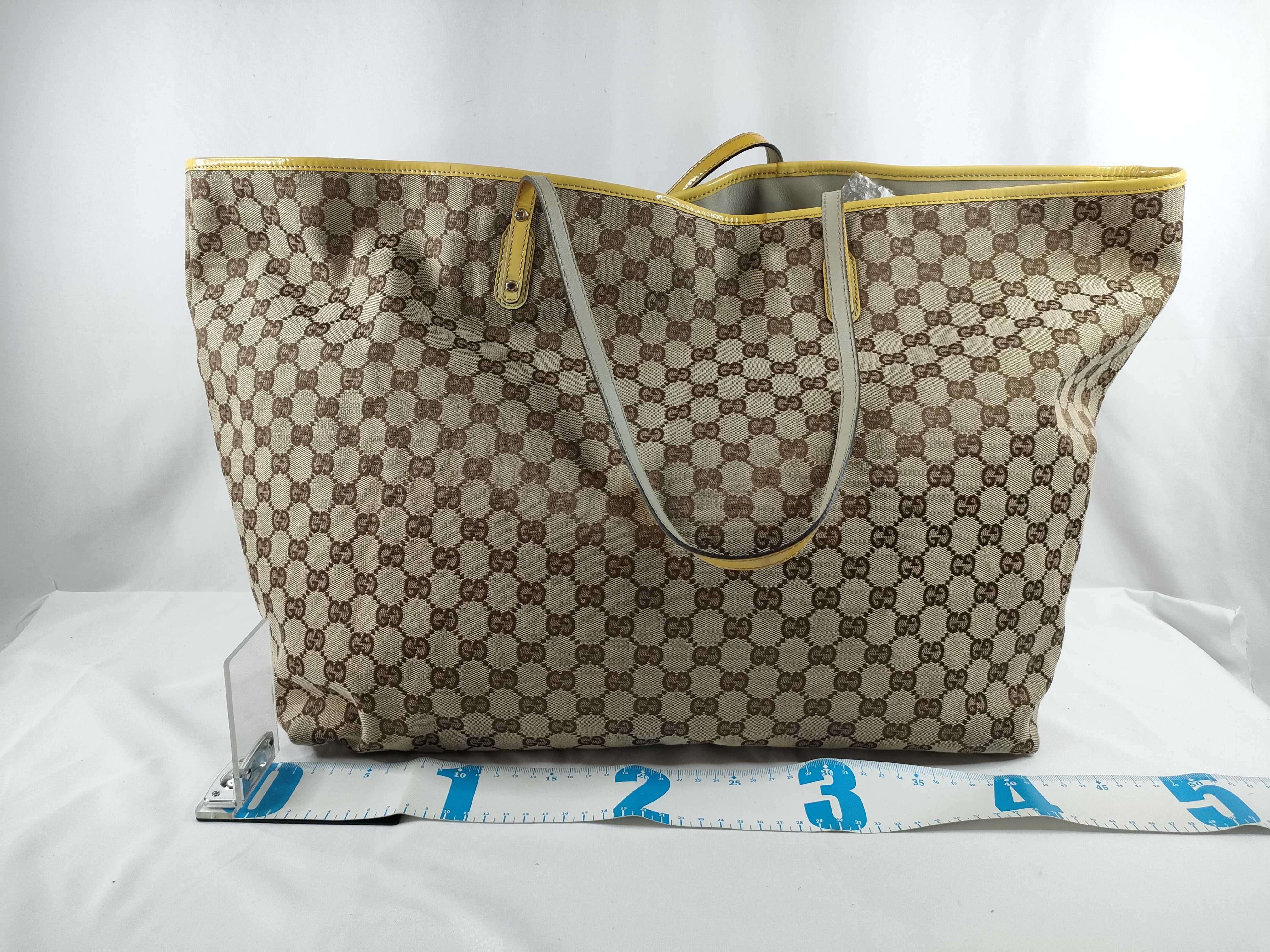 Pug Tote Handbag Yellow x Sand Monogram Coated Canvas Large Tote Bag — view 2