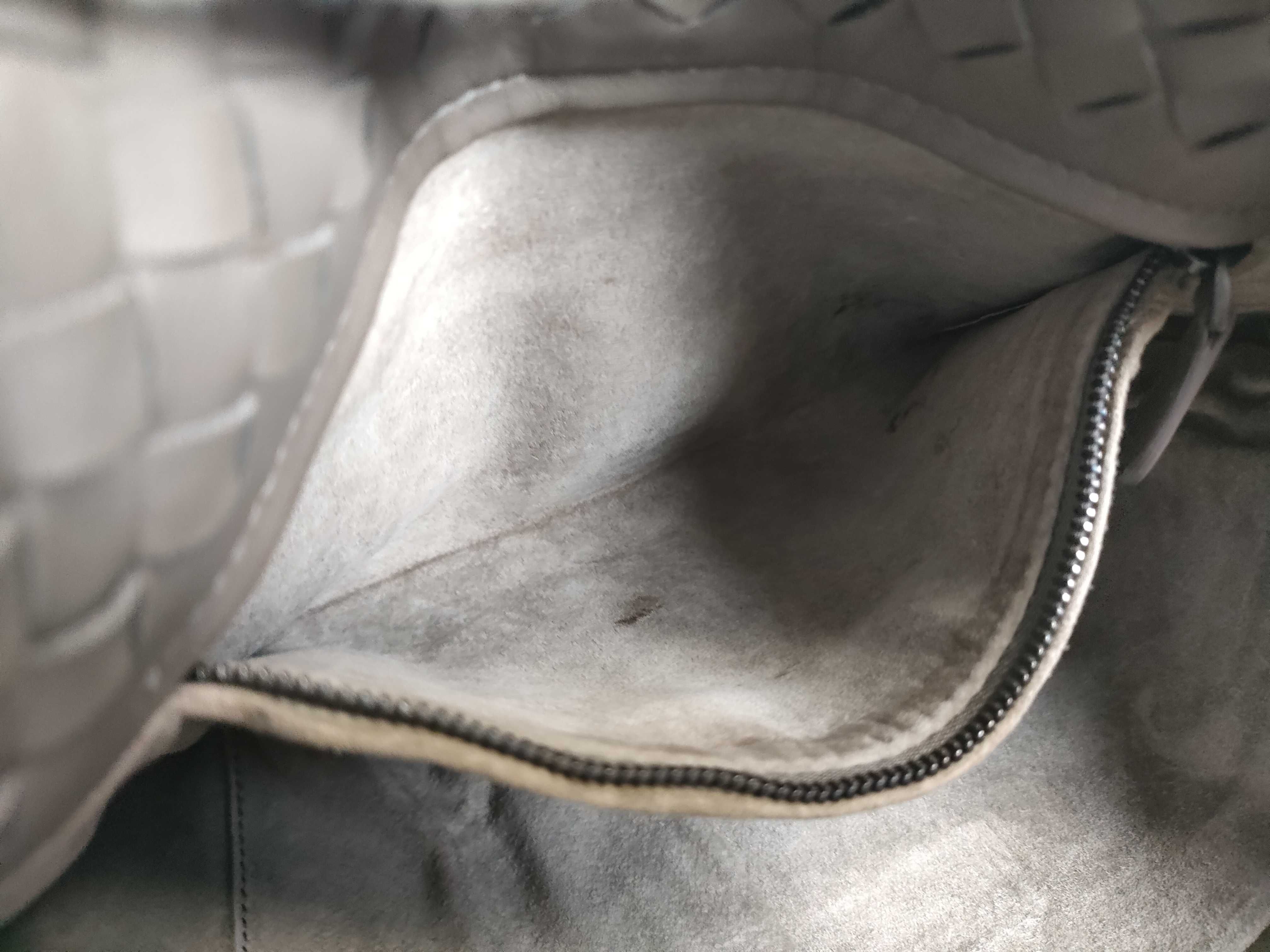Intrecciato Leather Handbag, Greige Shoulder Bag — view 15