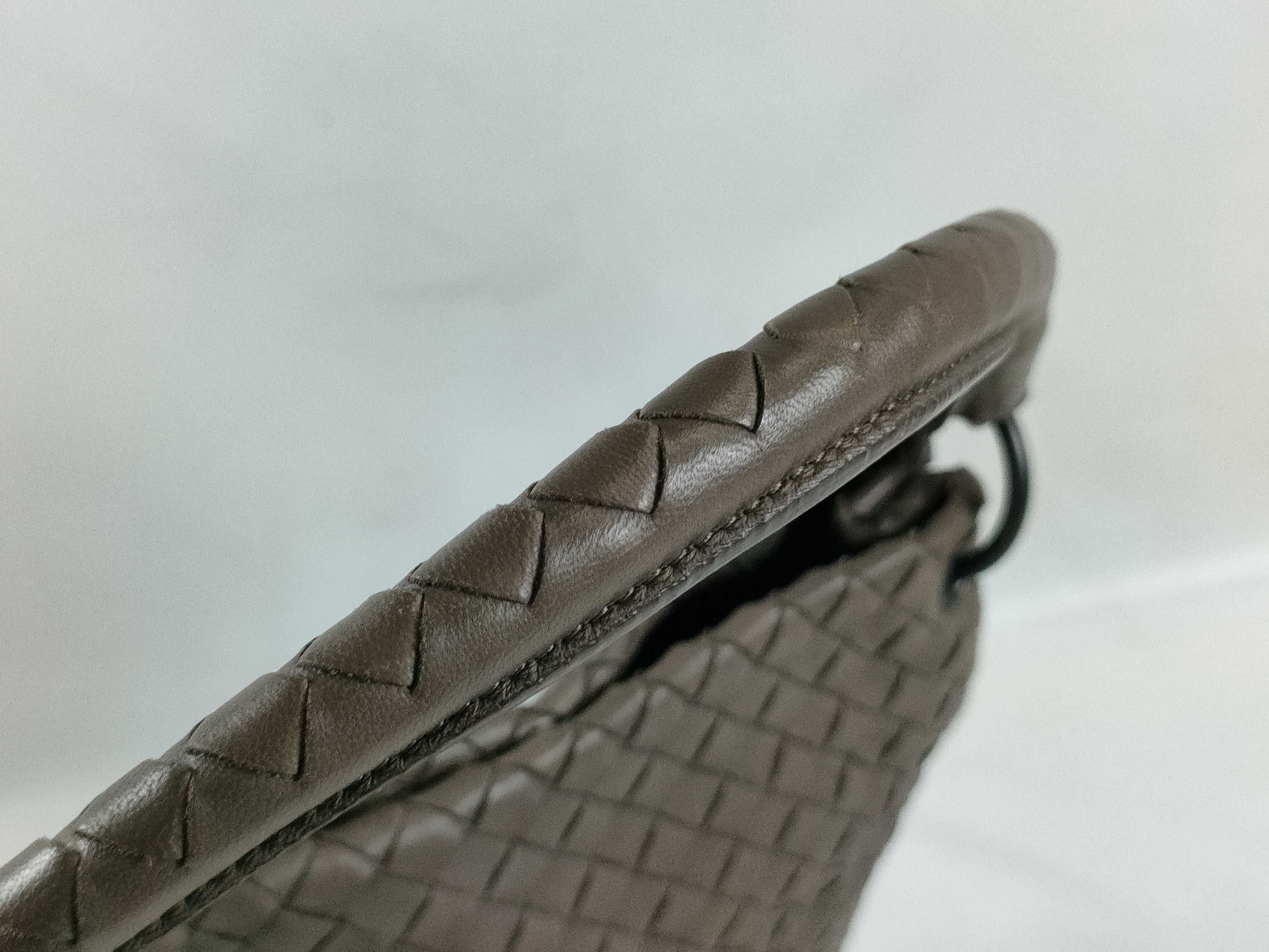 Intrecciato Leather Handbag, Greige Shoulder Bag — view 5