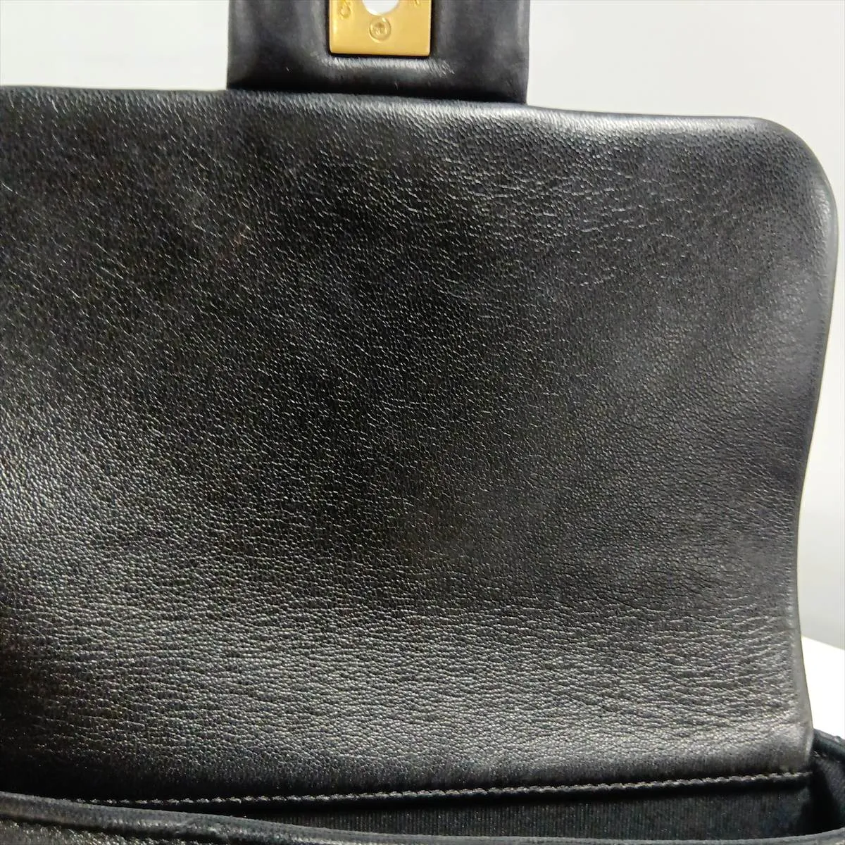 Matelassé Lambskin Chain Shoulder Bag, Pearl Black with Gold Hardware, K3GGKX84, Random Plate — view 11