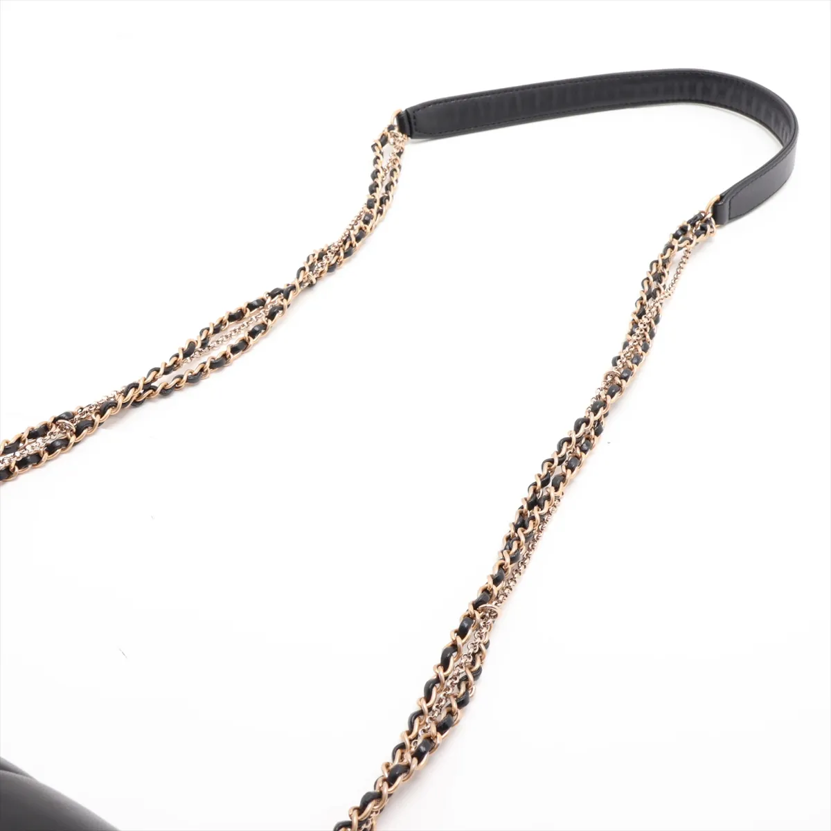 Matelassé Lambskin Chain Shoulder Bag, Pearl Black with Gold Hardware, K3GGKX84, Random Plate — view 5