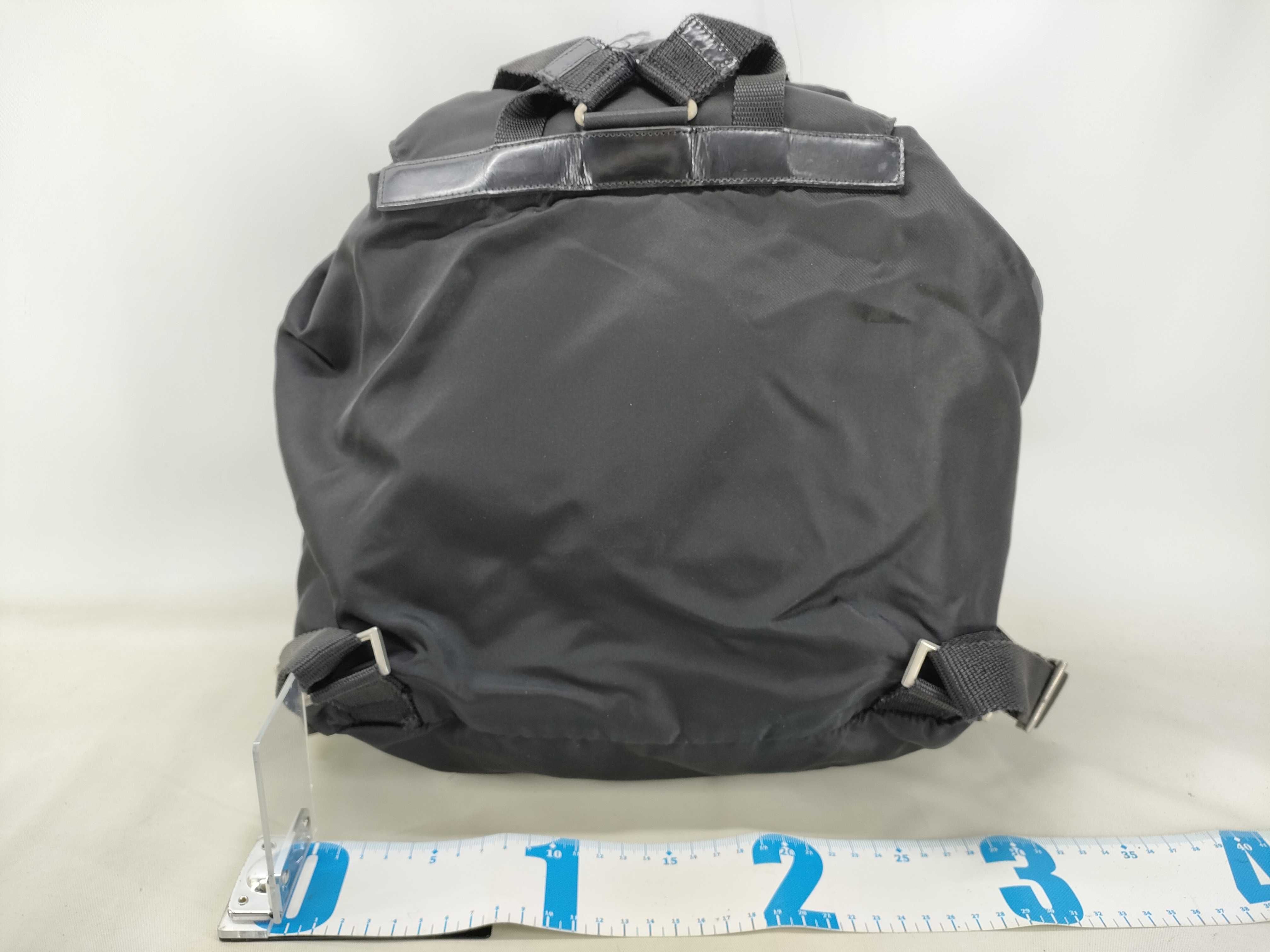 nylon backpack with triangular logo, 2 pockets, black. — view 2