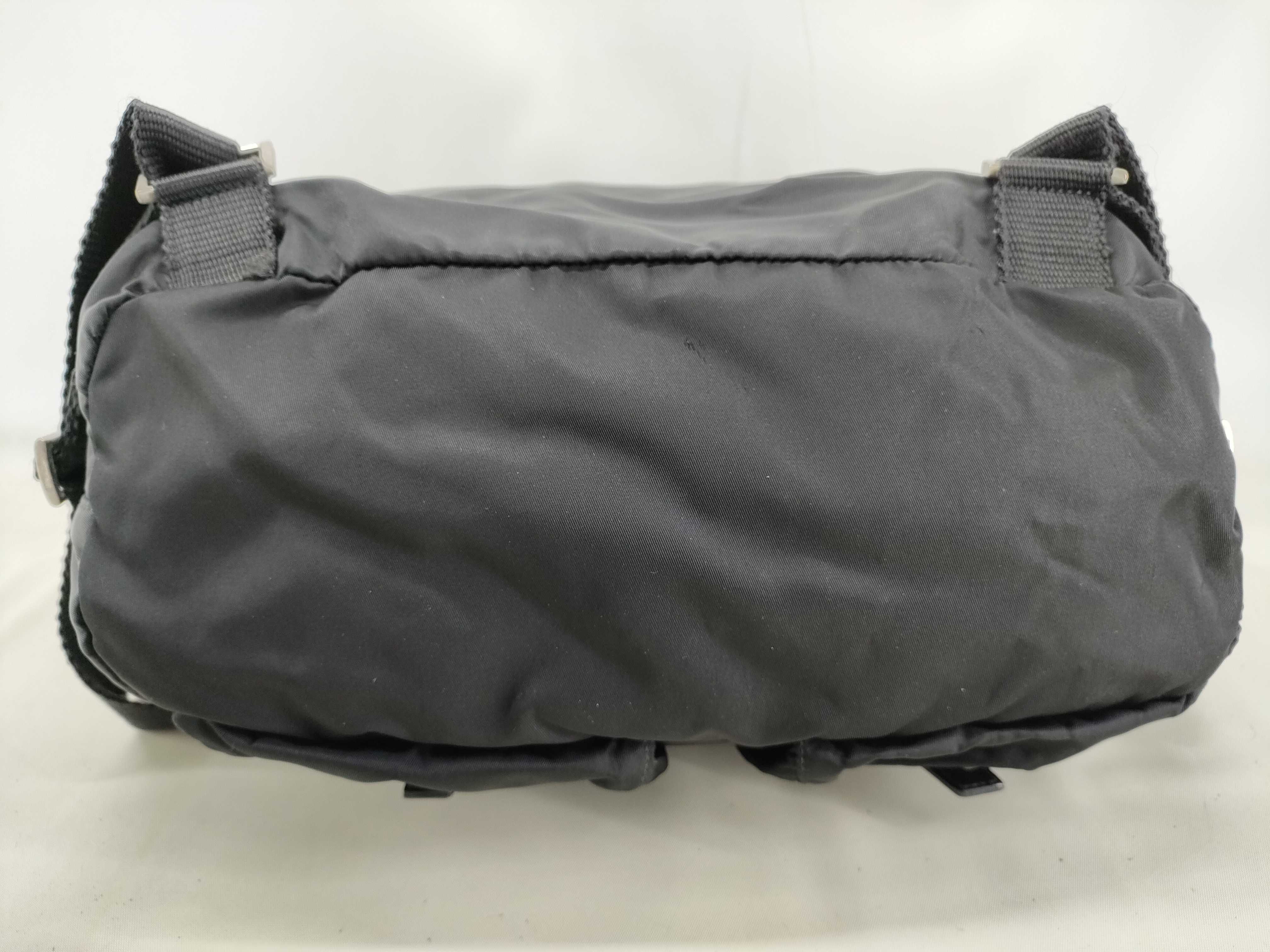 nylon backpack with triangular logo, 2 pockets, black. — view 3