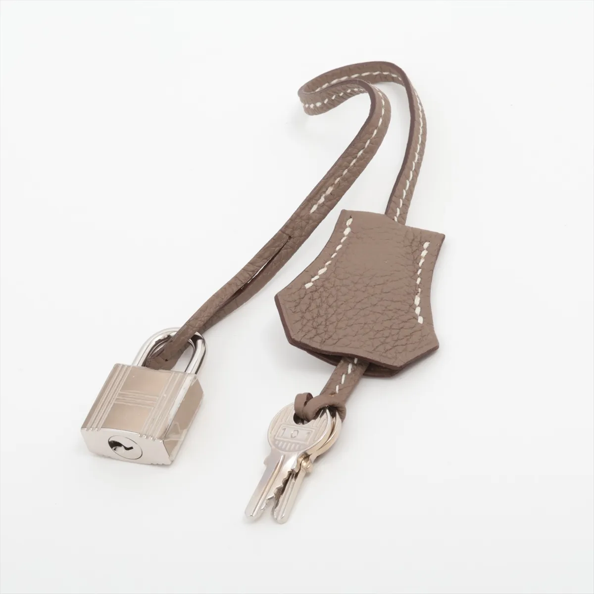 Clochette Charm, Leather x Metal, Etoupe, — view 2