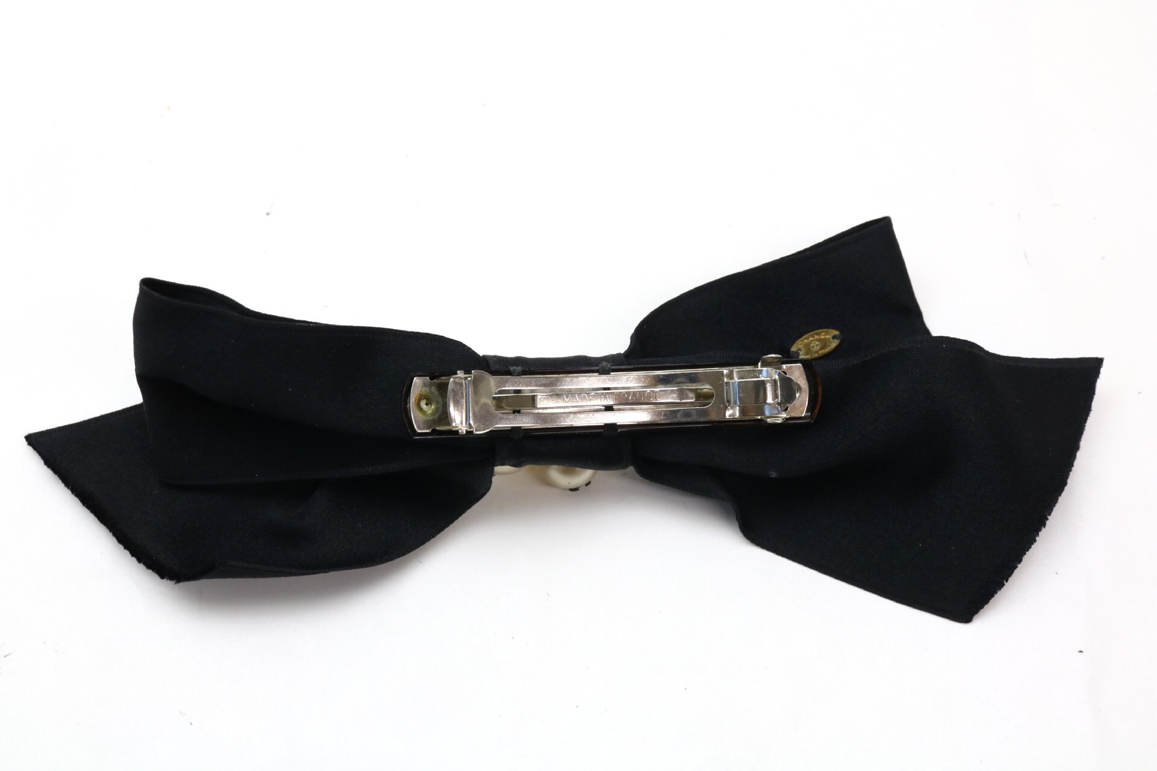 Coco Pearl Satin Ribbon Barrette Hair Accessory — view 2
