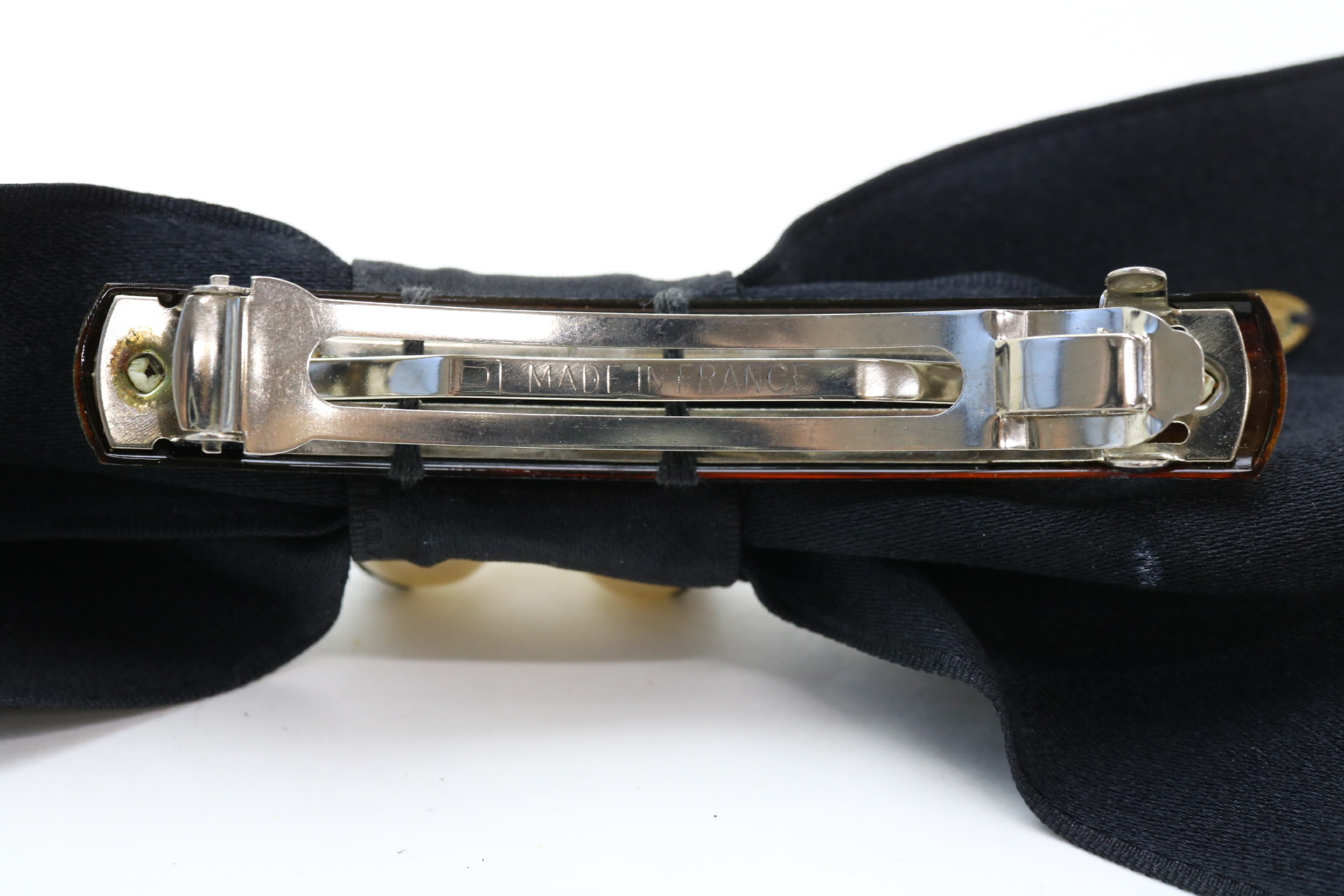Coco Pearl Satin Ribbon Barrette Hair Accessory — view 3