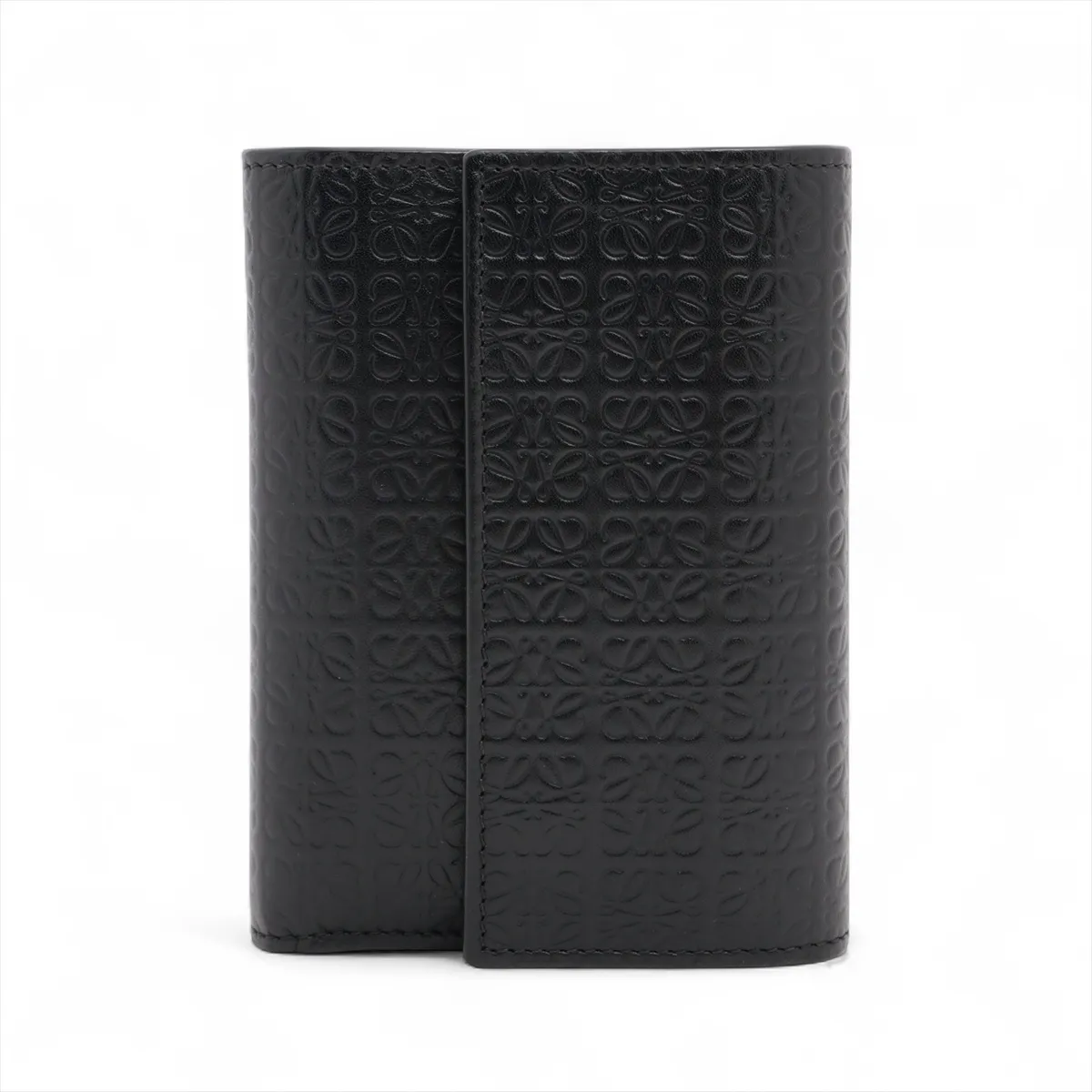 Repeat Anagram Small Vertical Wallet Leather Compact Wallet Black