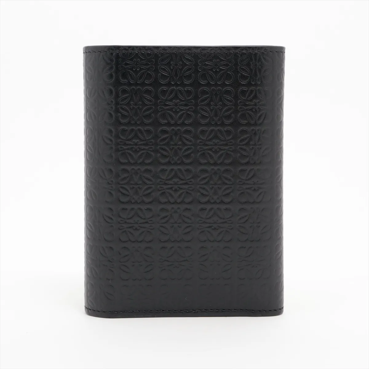 Repeat Anagram Small Vertical Wallet Leather Compact Wallet Black — view 2