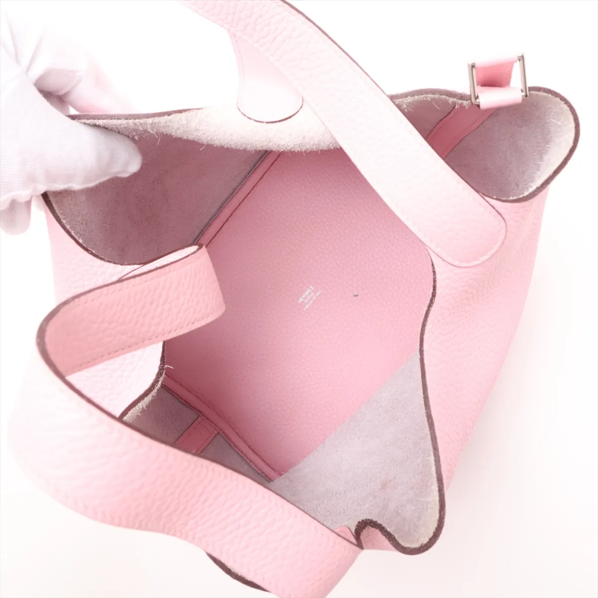 Picotin Lock 22 MM, Taurillon Clemence leather, Rose Sakura, Silver hardware, Year: 2015 — view 7