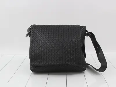Intrecciato Shoulder Bag, Black