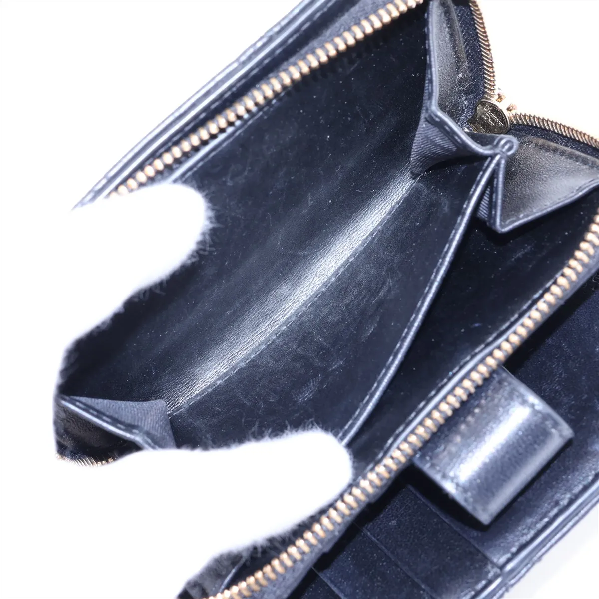 Lady Dior Cannage Leather Compact Wallet, Black — view 5