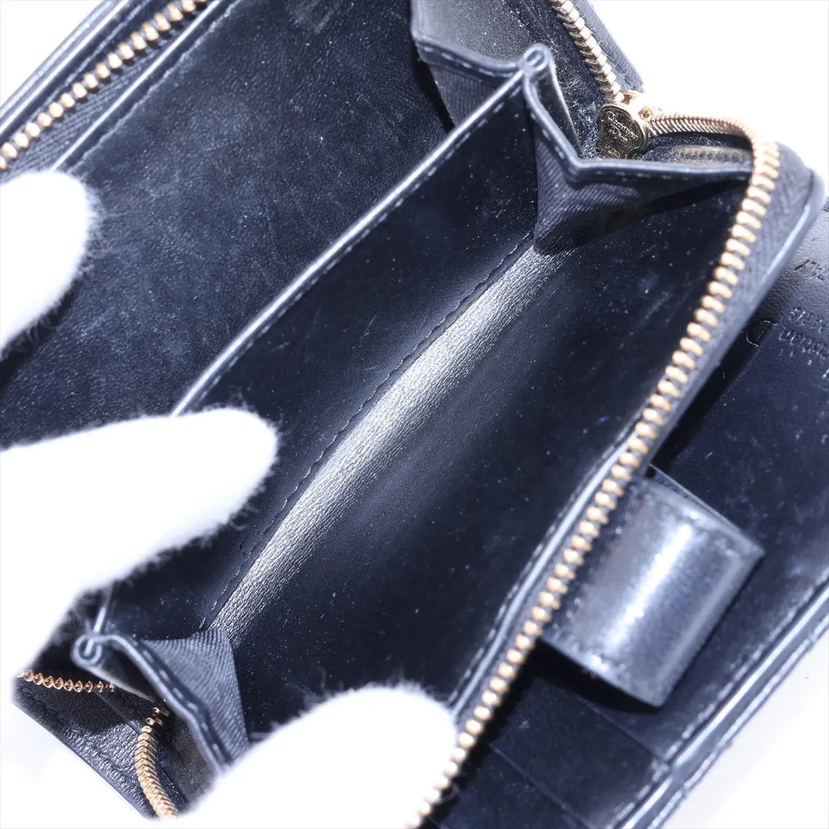 Lady Dior Cannage Leather Compact Wallet, Black — view 6