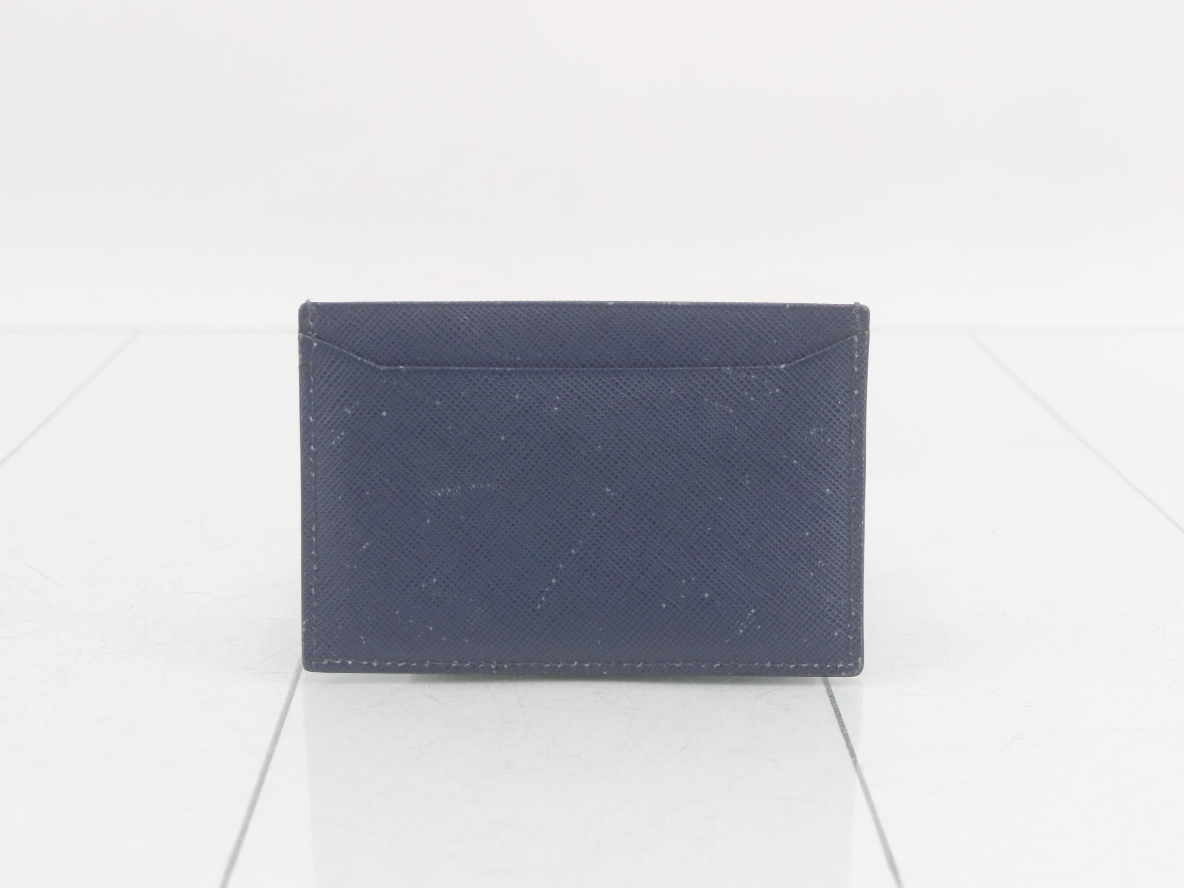 Saffiano Leather Logo Blue Card Case — view 2