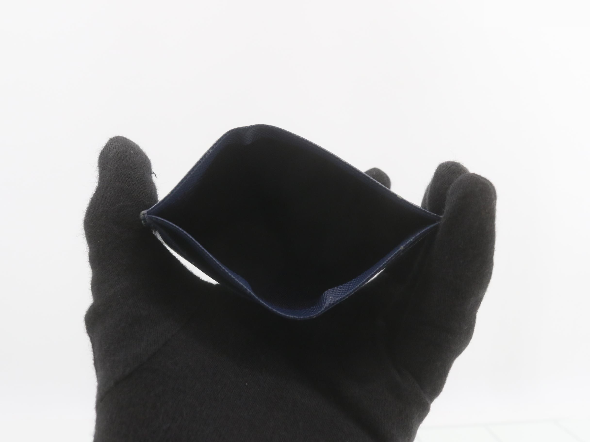 Saffiano Leather Logo Blue Card Case — view 4