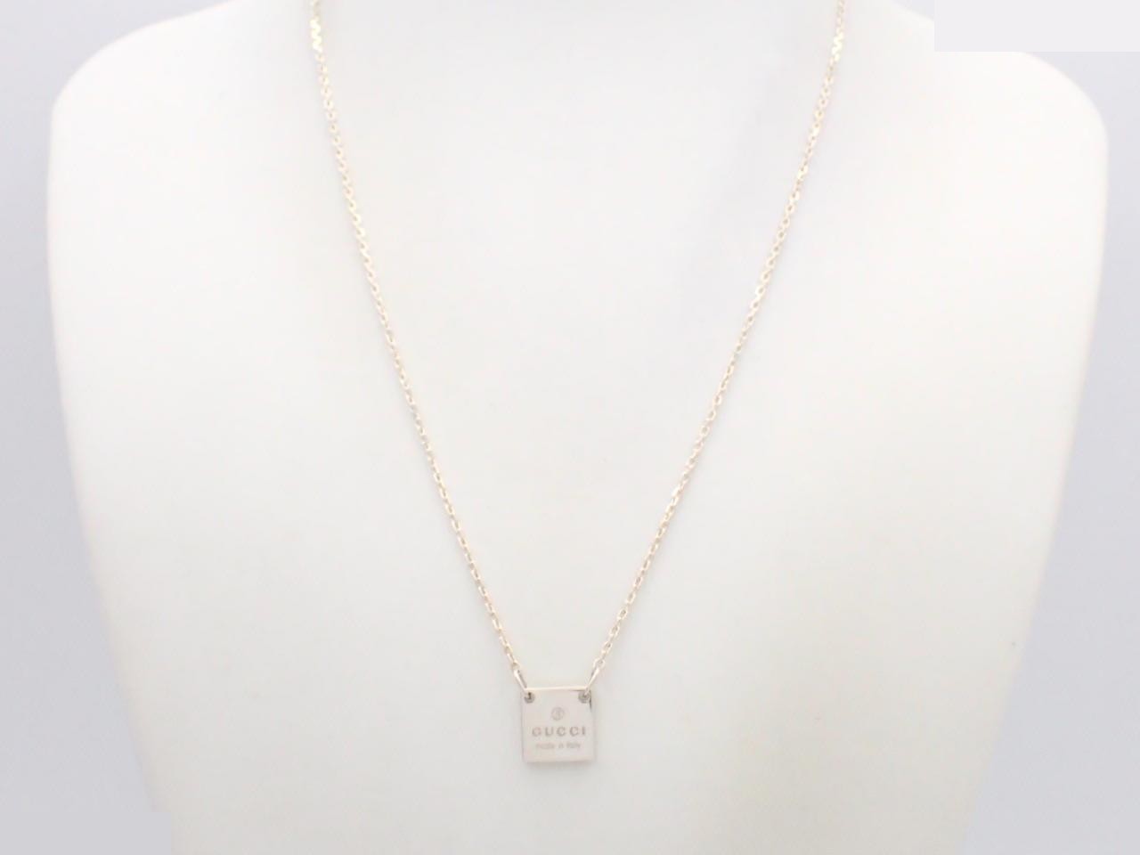 Necklace, square plate, 925 silver, 5.8g, chain approximately 46cm — view 3