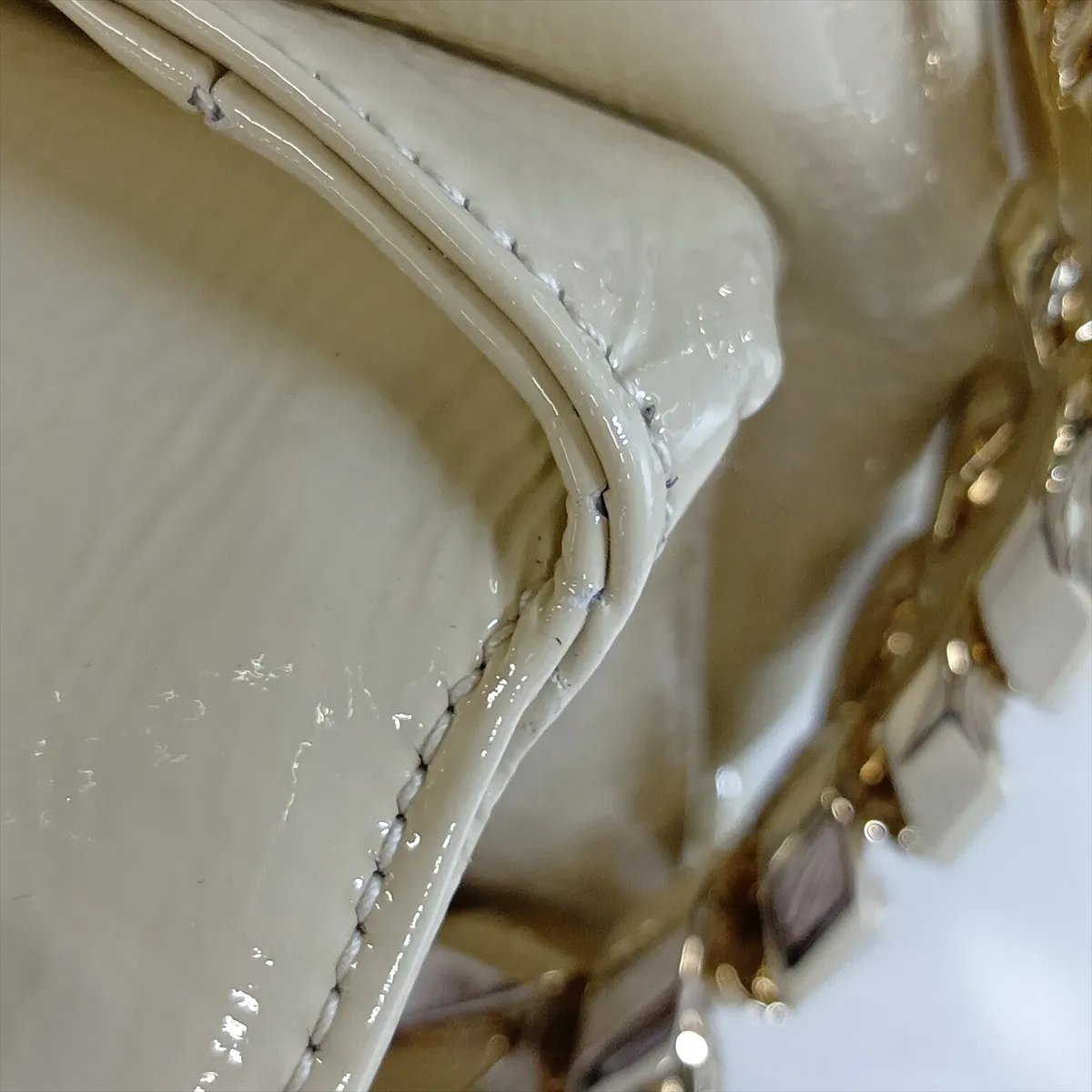Pochette 795902 Patent Leather Chain Shoulder Bag White — view 13