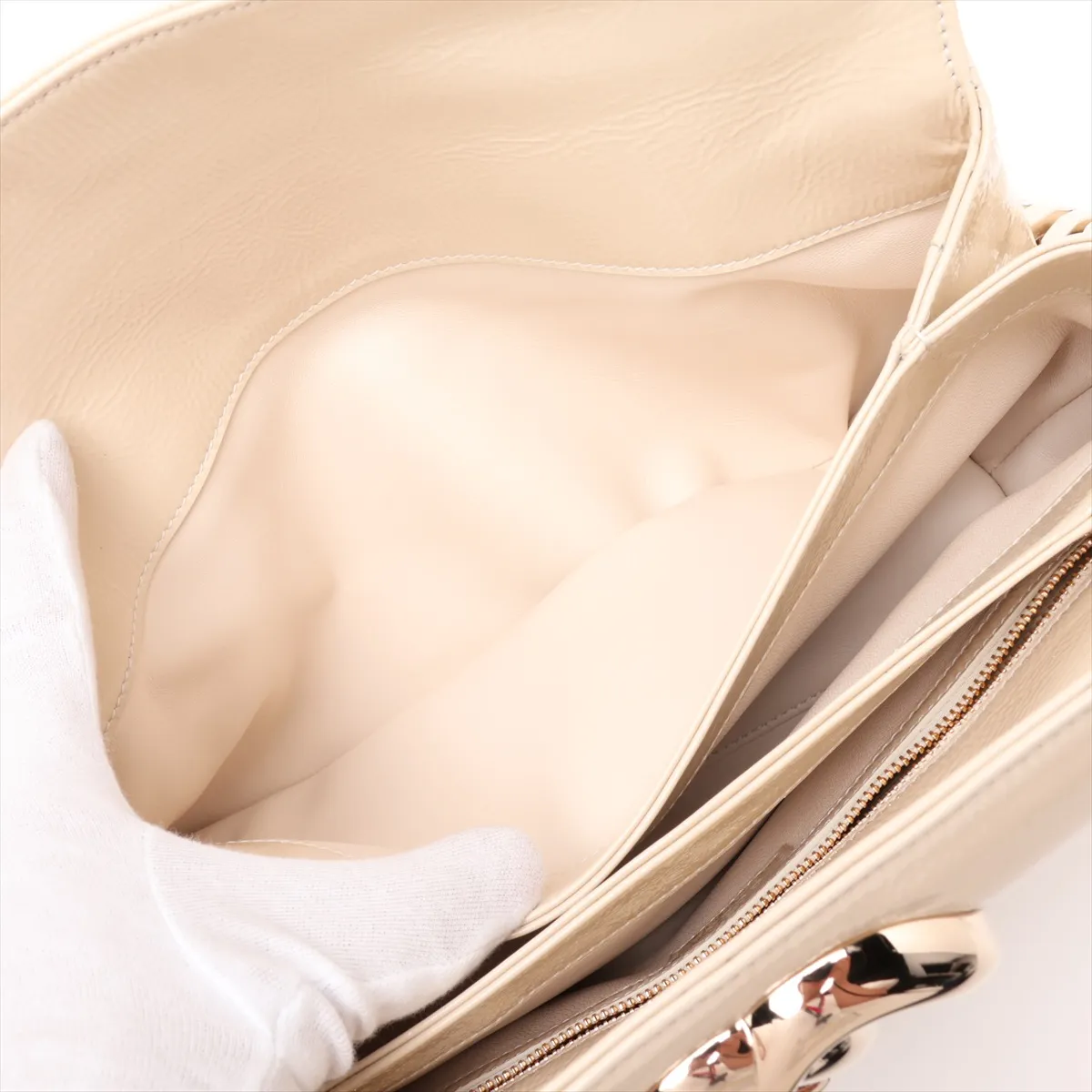 Pochette 795902 Patent Leather Chain Shoulder Bag White — view 10