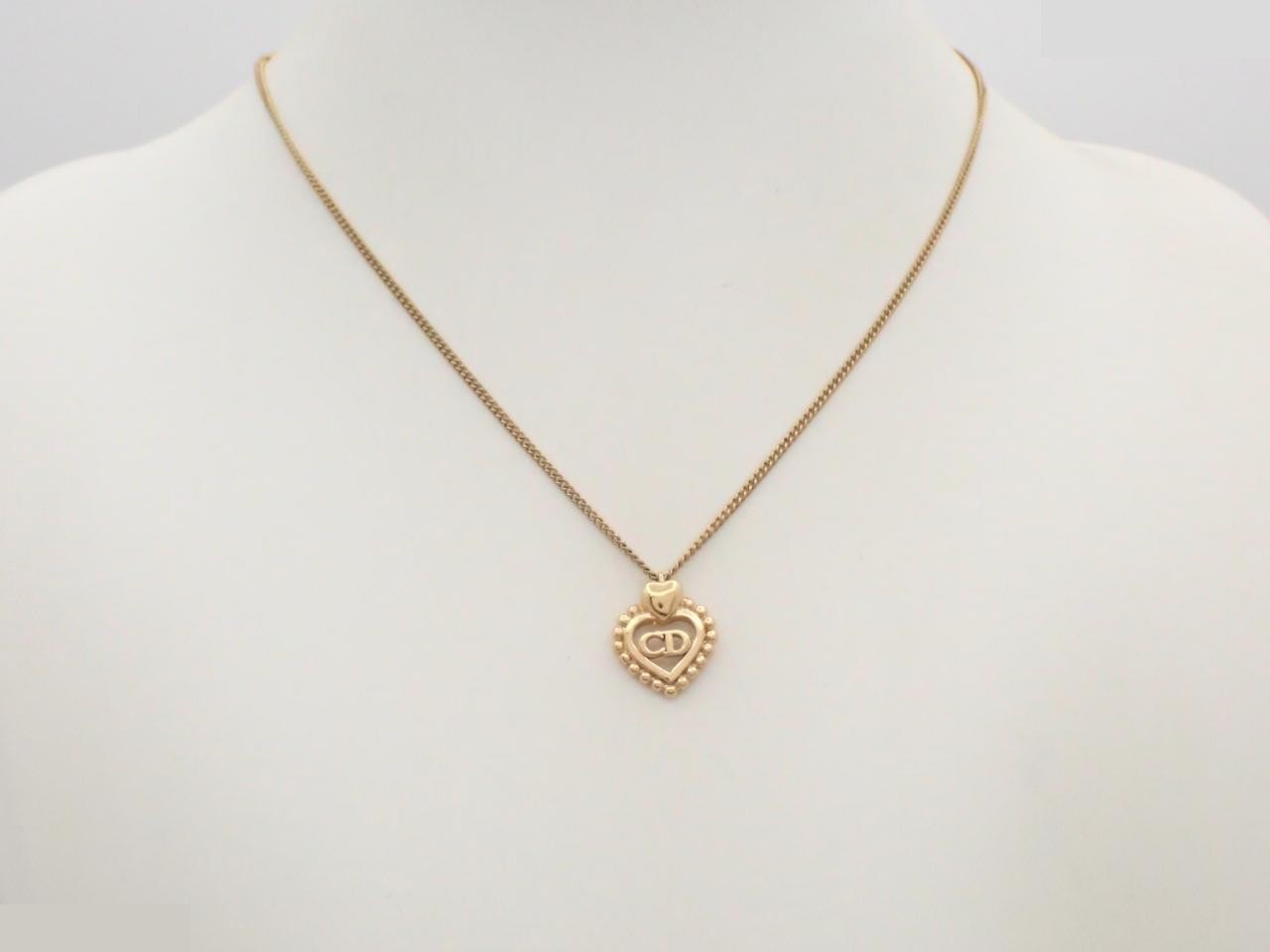 CD logo heart GP necklace, neck circumference approximately 48cm — view 3