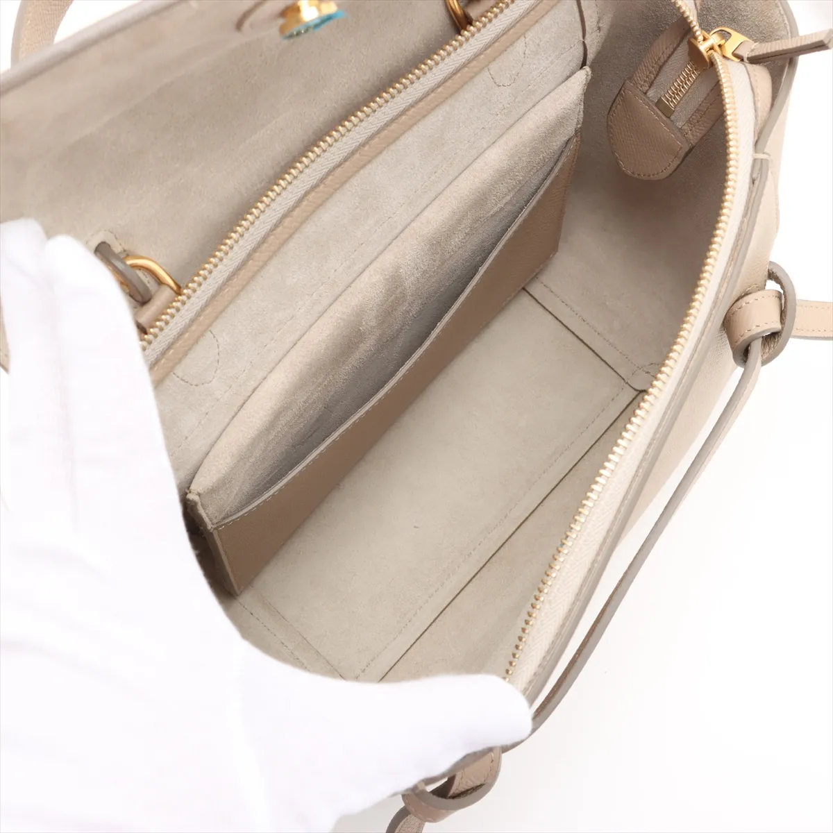 belt bag micro leather 2WAY handbag beige — view 8