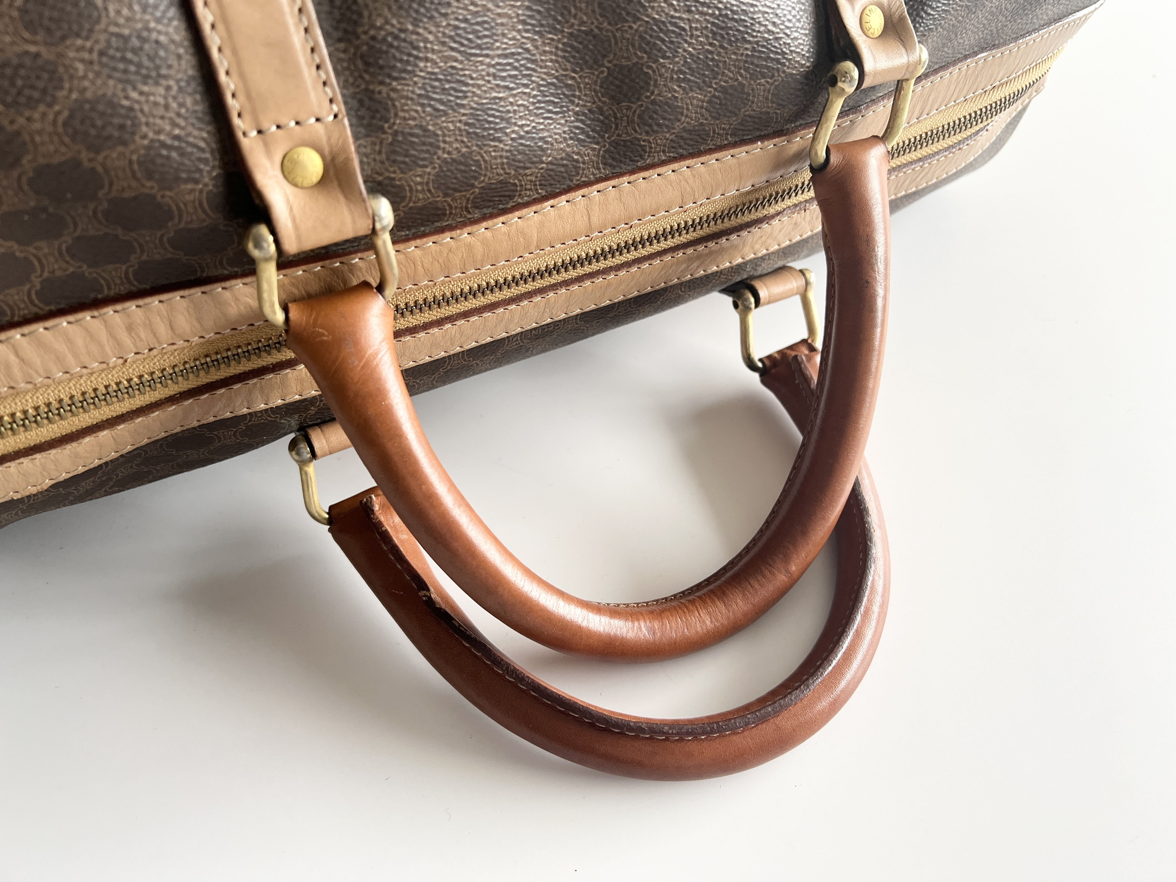 Macadam Logo Triomphe Leather PVC Boston Bag Handbag Boston Bag — view 3