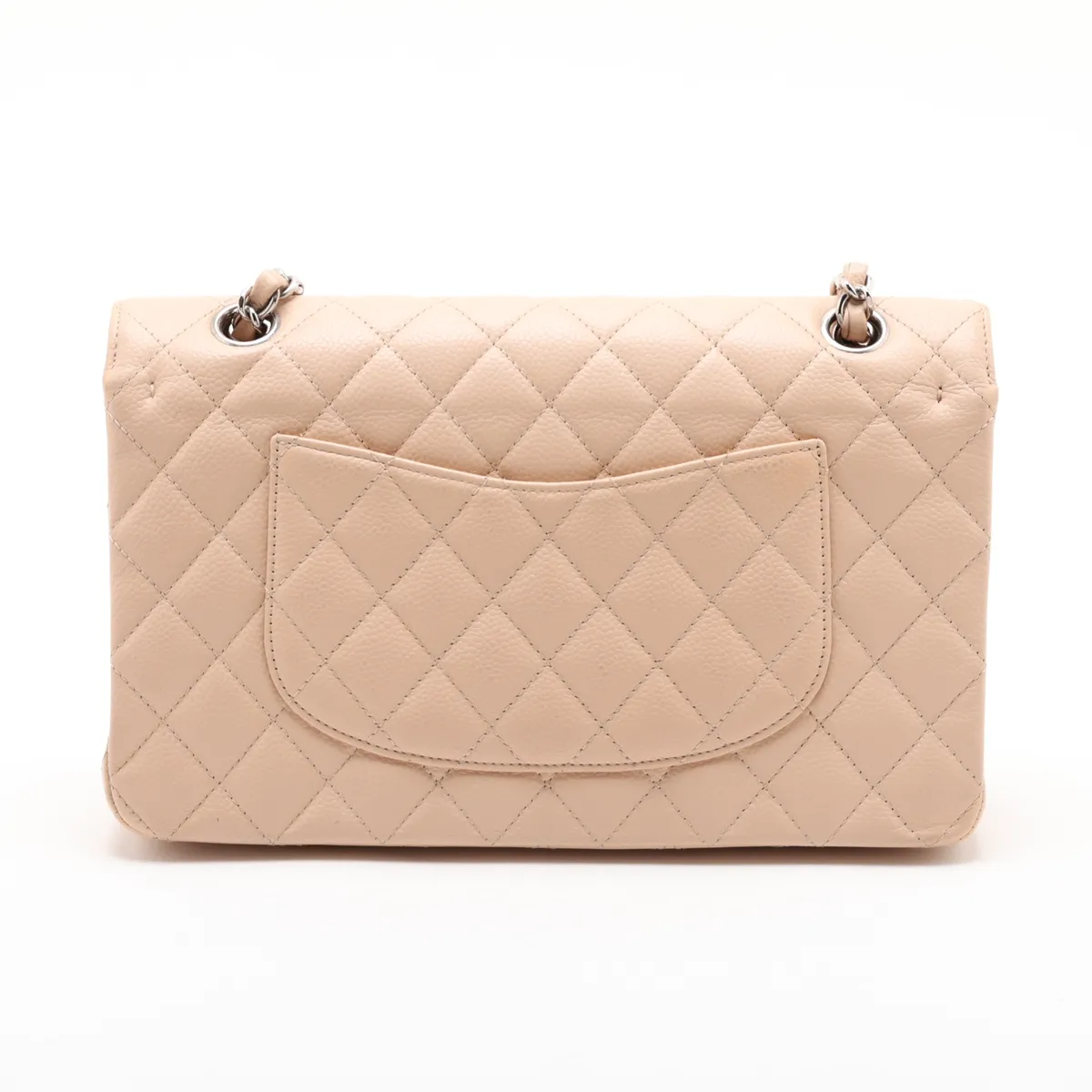 [Individually packaged] Chanel Matelassé 25 Caviar Skin Double Flap Double Chain Bag, Beige, Silver Hardware, 15839079, Serial Number 15 — view 2