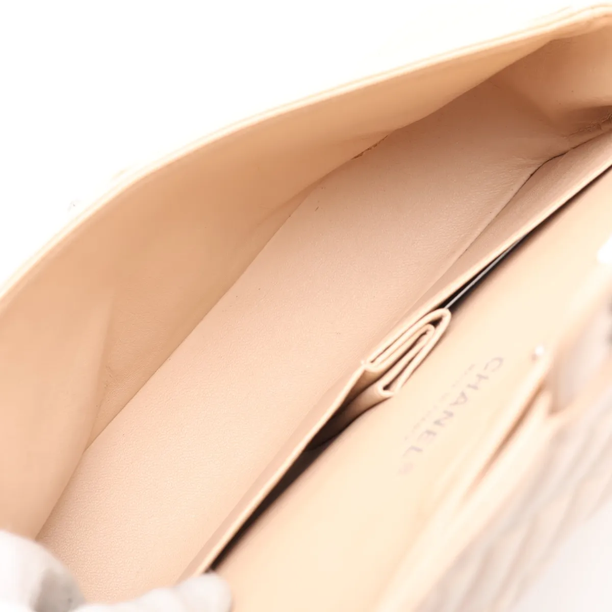 [Individually packaged] Chanel Matelassé 25 Caviar Skin Double Flap Double Chain Bag, Beige, Silver Hardware, 15839079, Serial Number 15 — view 6