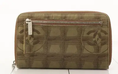 New Travel Line Wallet, Round Zipper, Khaki